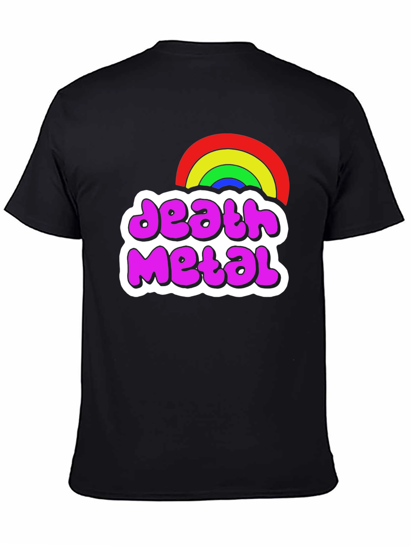 Black Death Metal Rainbow T-Shirt - Soft Cotton Tee view 4