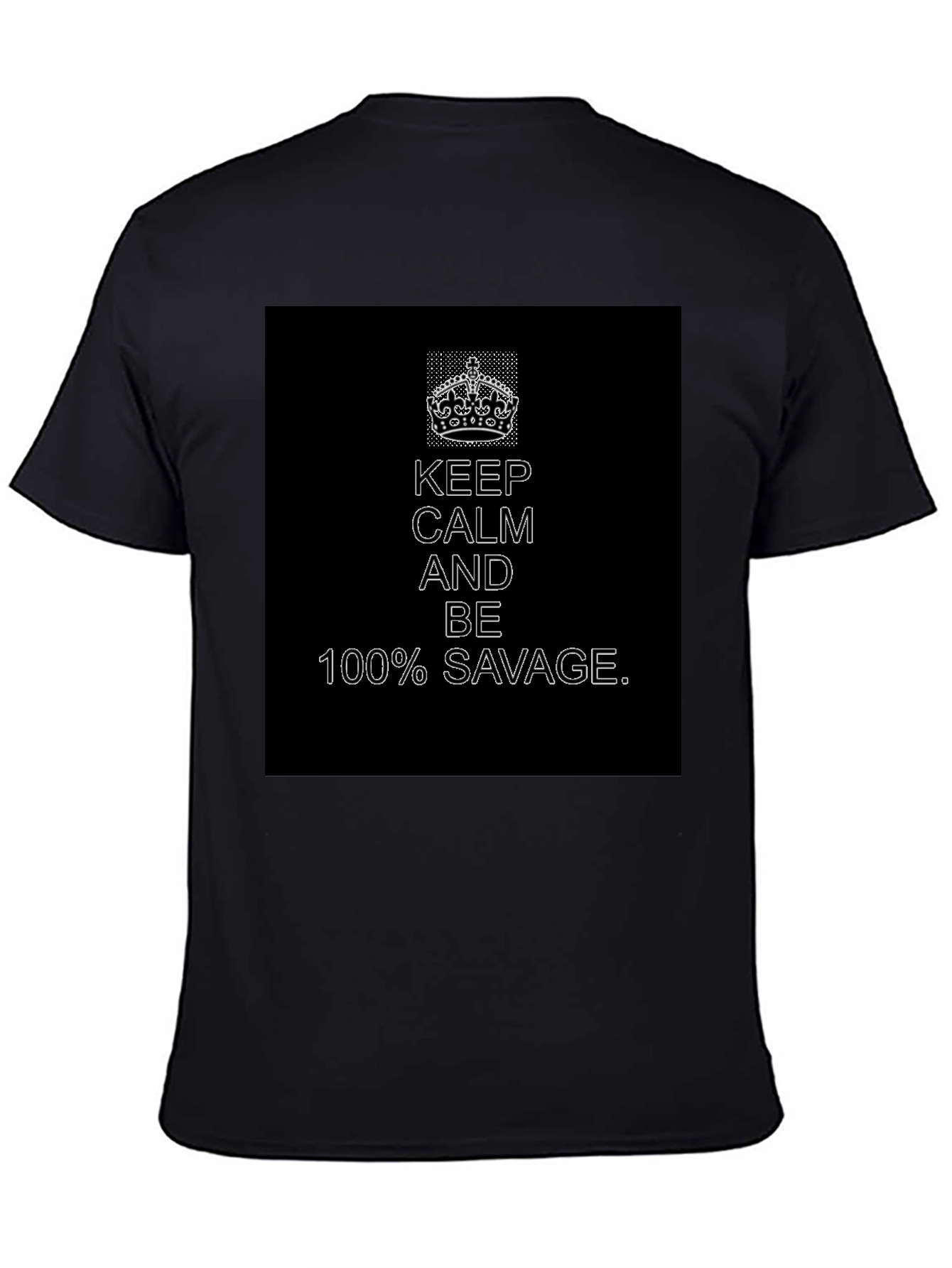 Black Keep Calm 100% Savage Graphic Tee - Black view 4