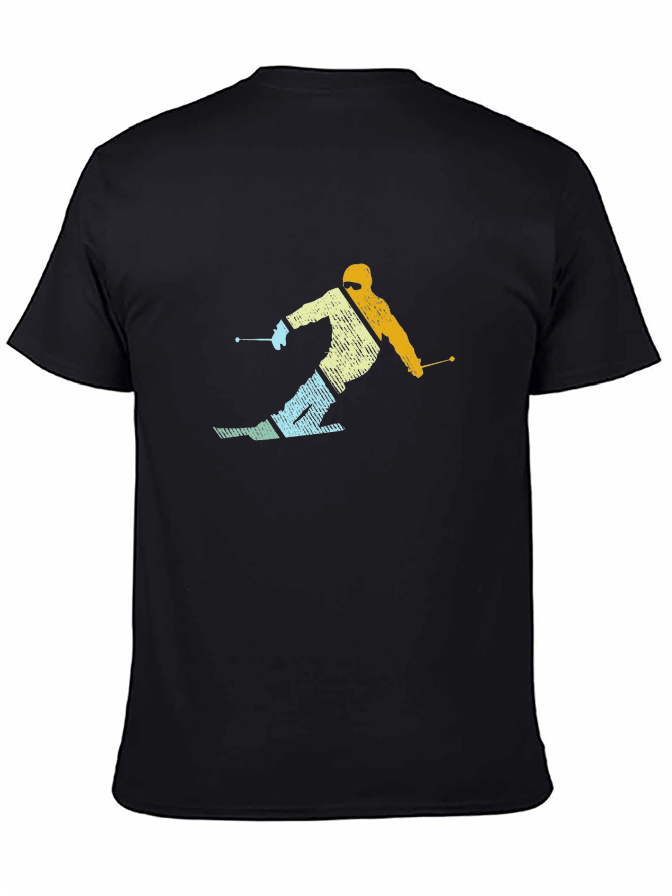 Black Retro Skier Graphic Black T-Shirt view 4