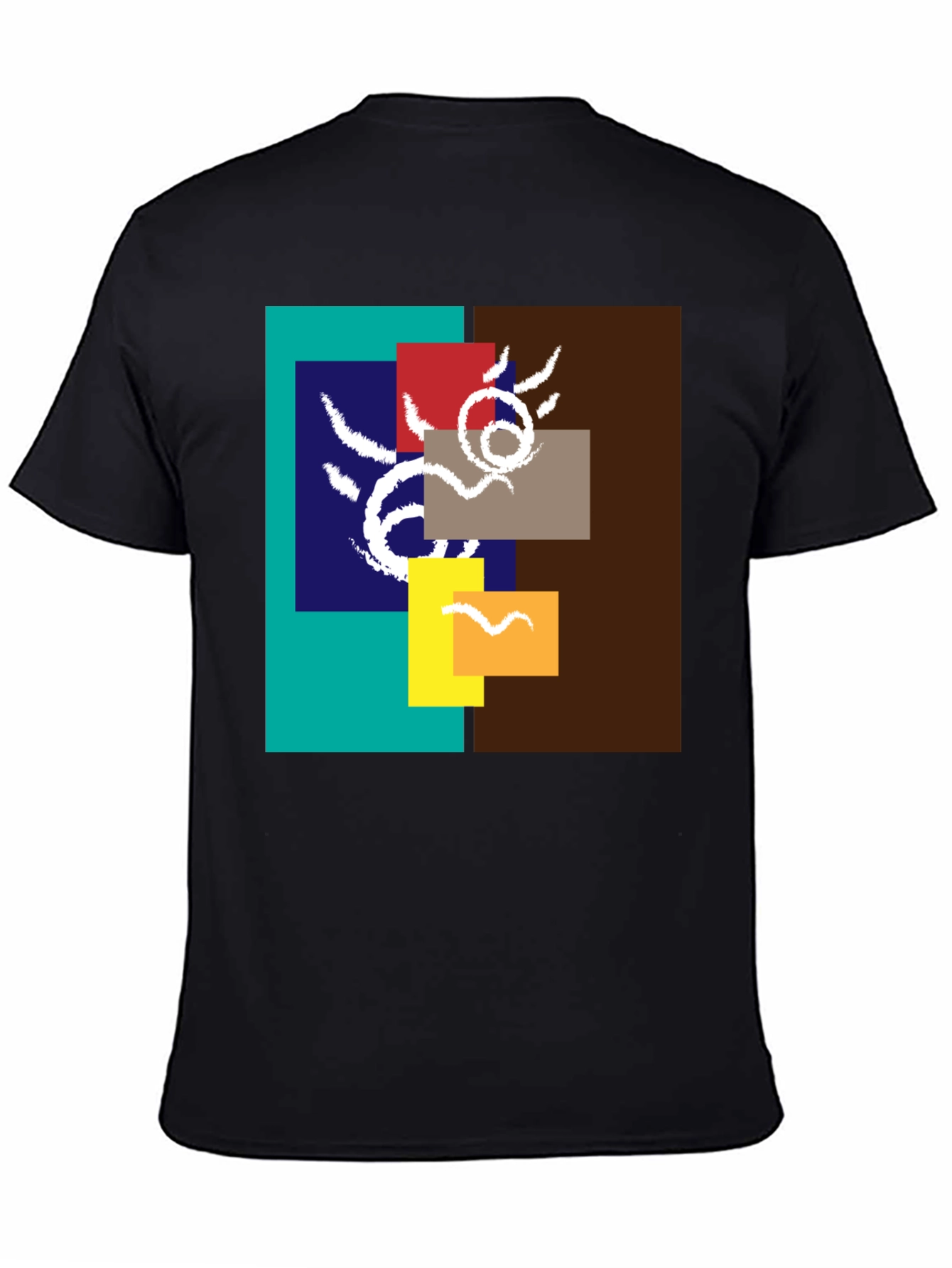 Black Abstract Graphic Print Crew Neck Tee view 4