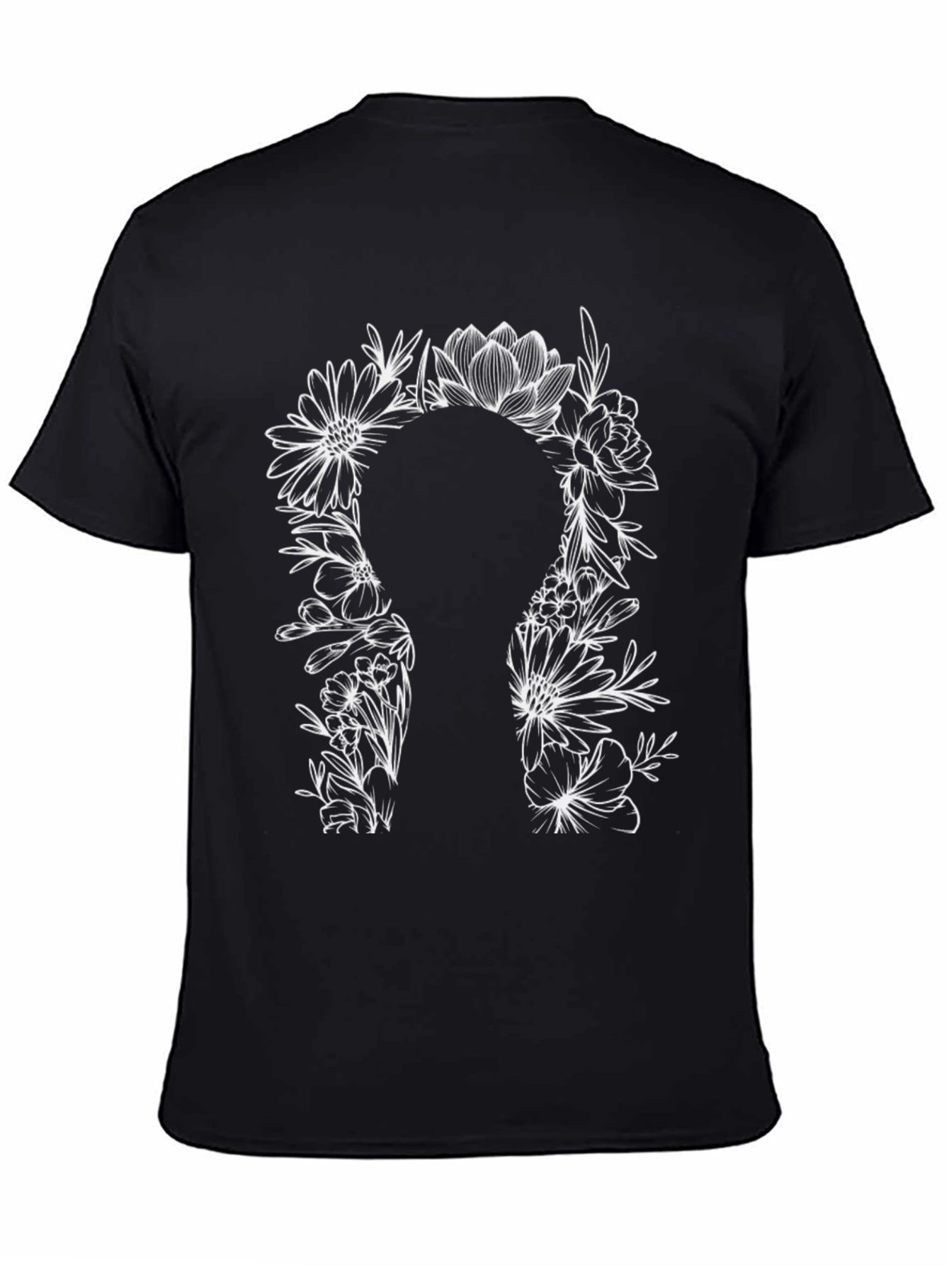 Black Floral Keyhole Black T-Shirt view 4