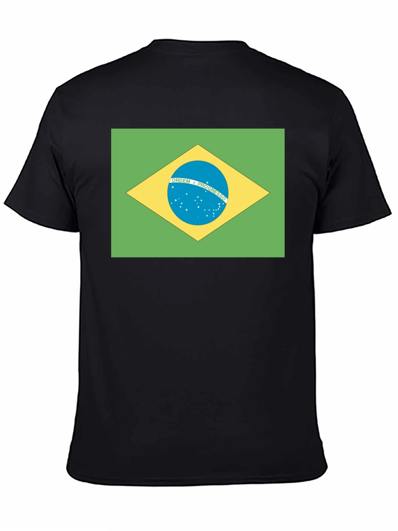 Black Brazil Flag T-Shirt - Black Crew Neck Tee view 4