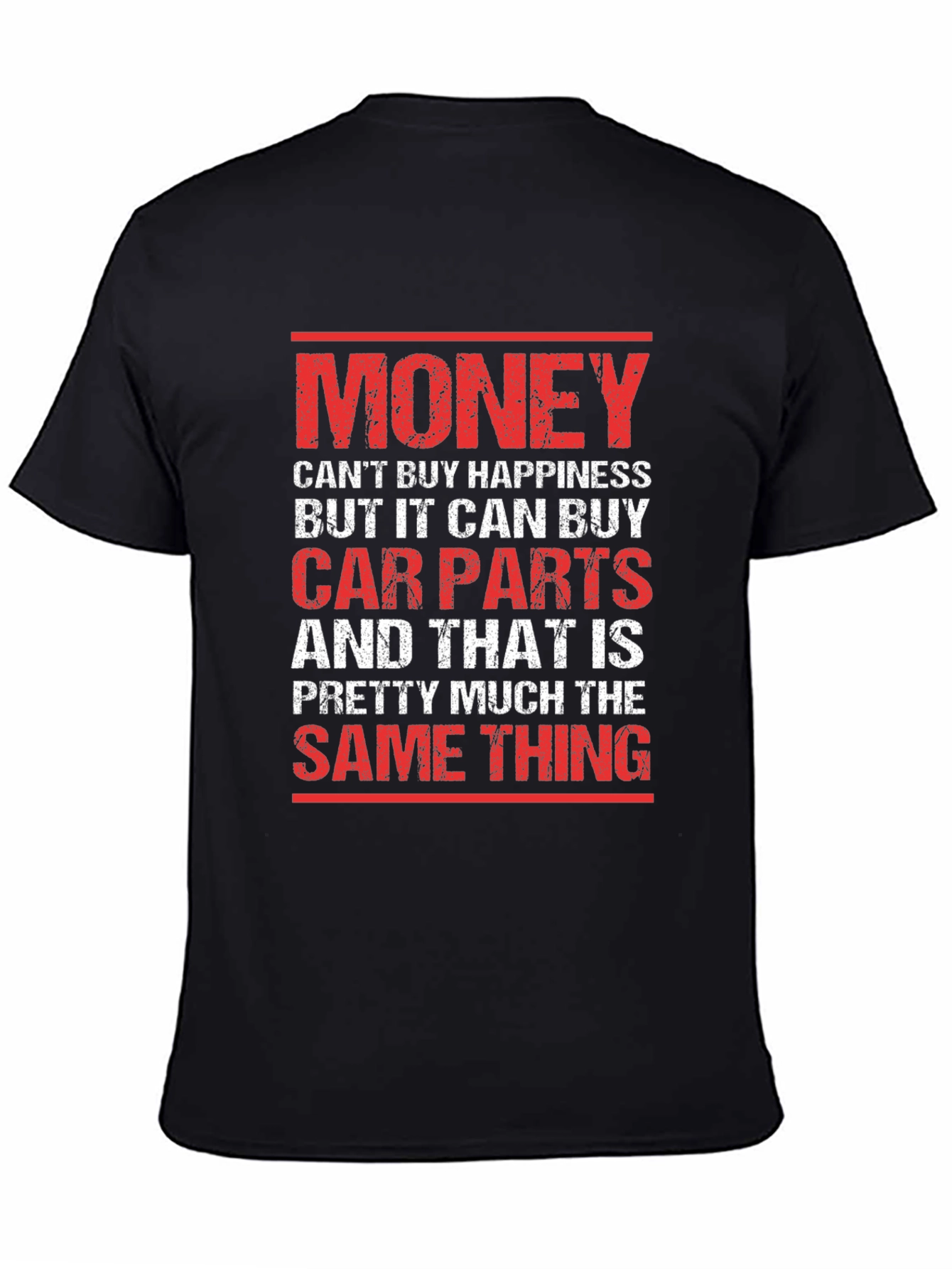 Black Funny Car Parts T-Shirt - Money Can Buy Car Parts view 4