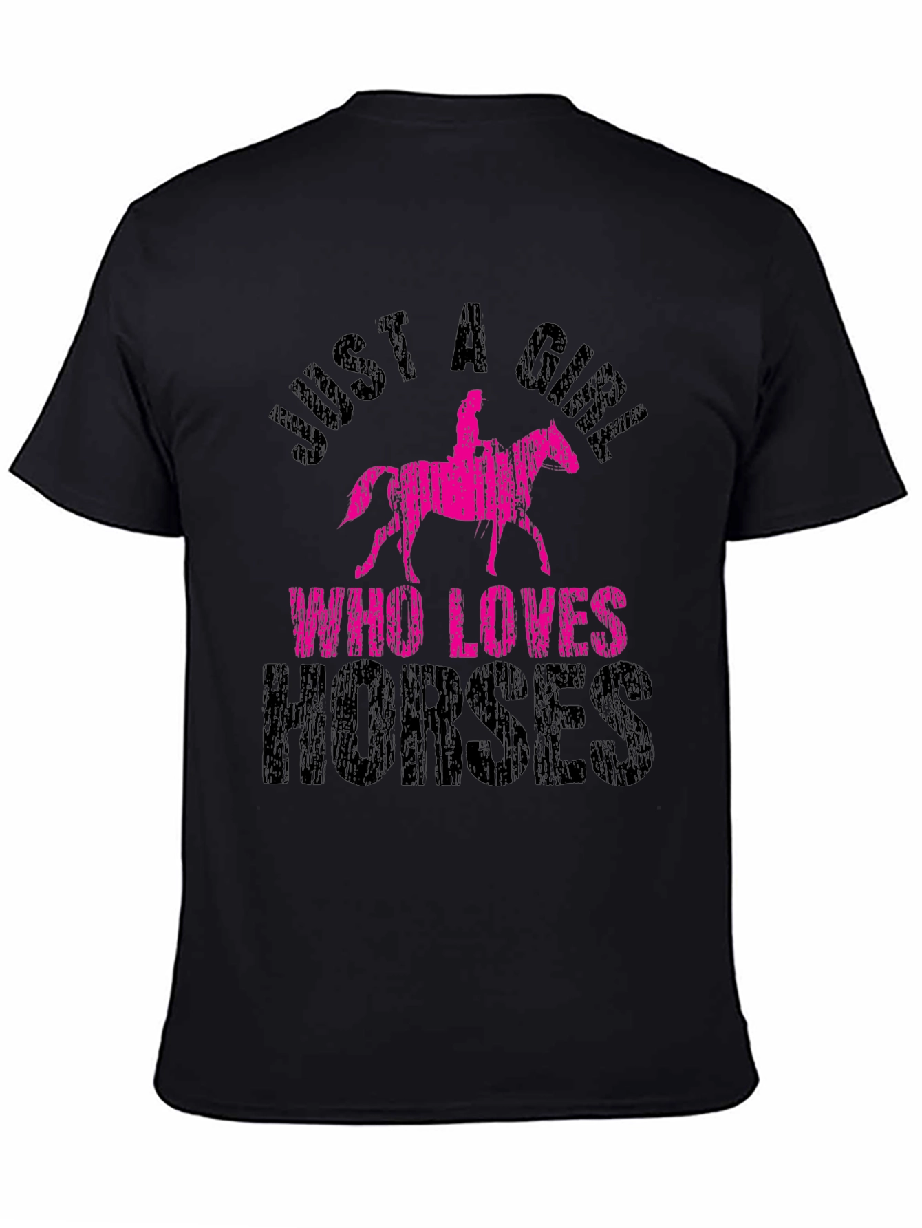 Black Just A Girl Who Loves Horses T-Shirt view 4