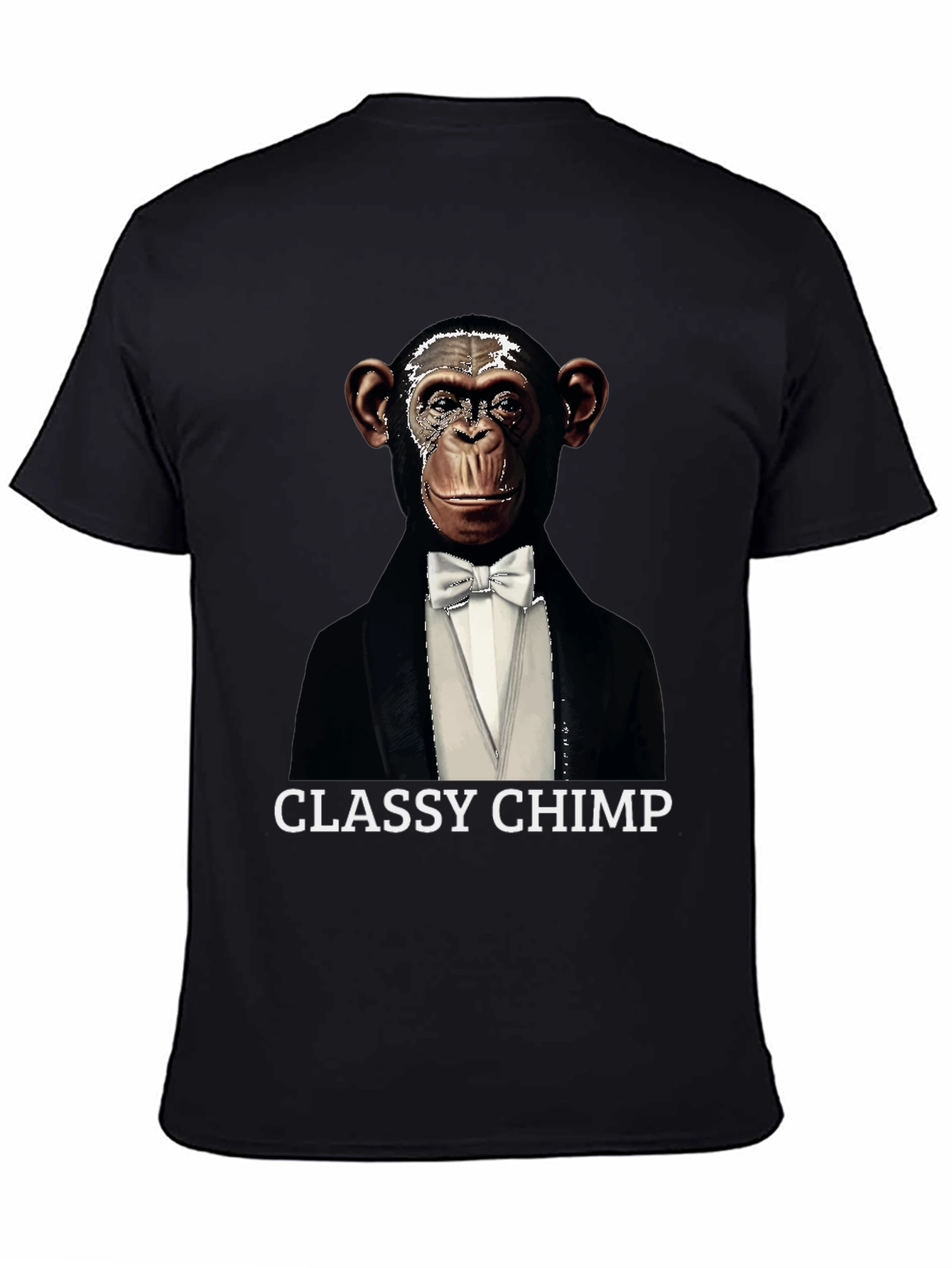 Black Classy Chimp Graphic Tee - Novelty Tuxedo T-Shirt view 4