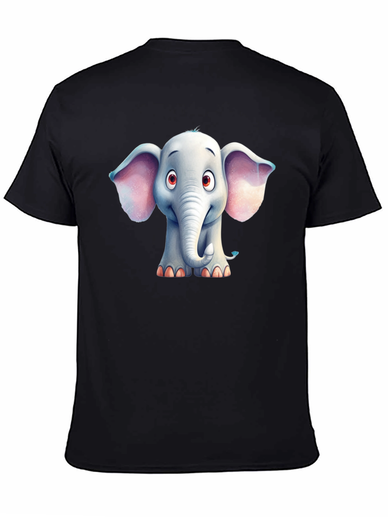Black Cute Elephant Graphic Tee - Black Cotton Blend T-Shirt view 4