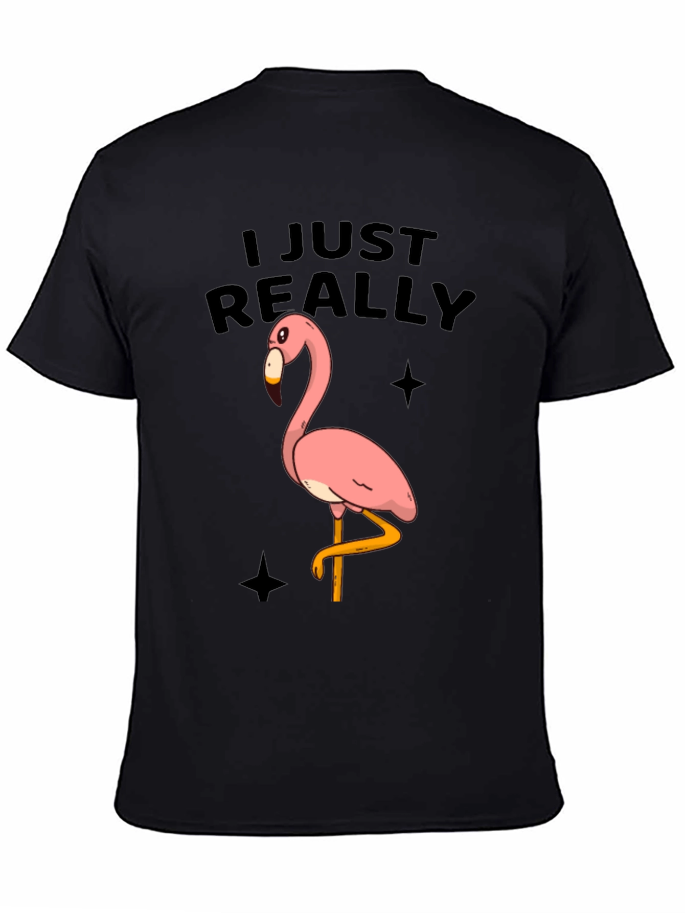 Black Funny Flamingo Graphic Tee - Just Really Love Flamingos view 4