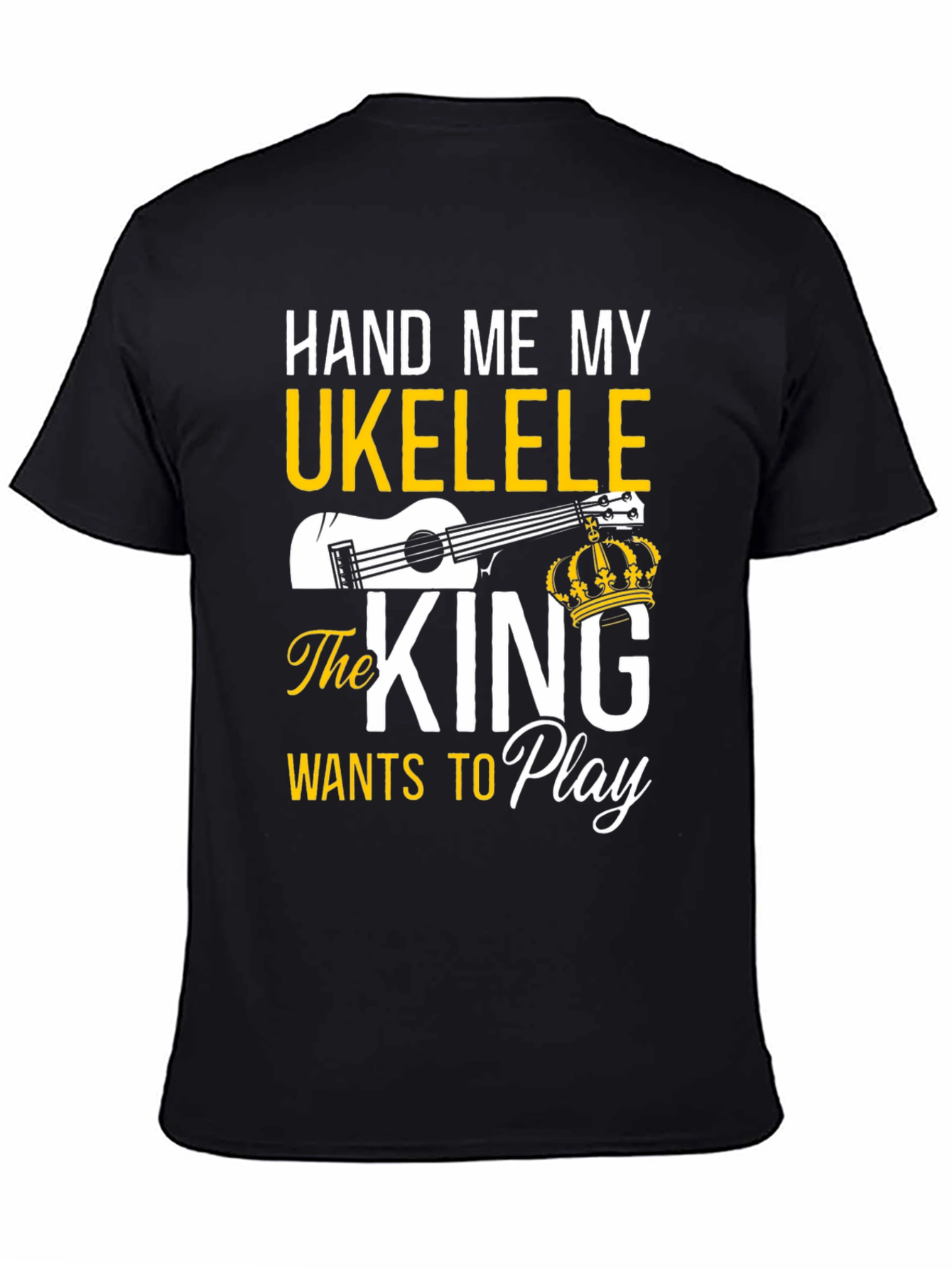 Black Hand Me My Ukulele - King T-Shirt view 4