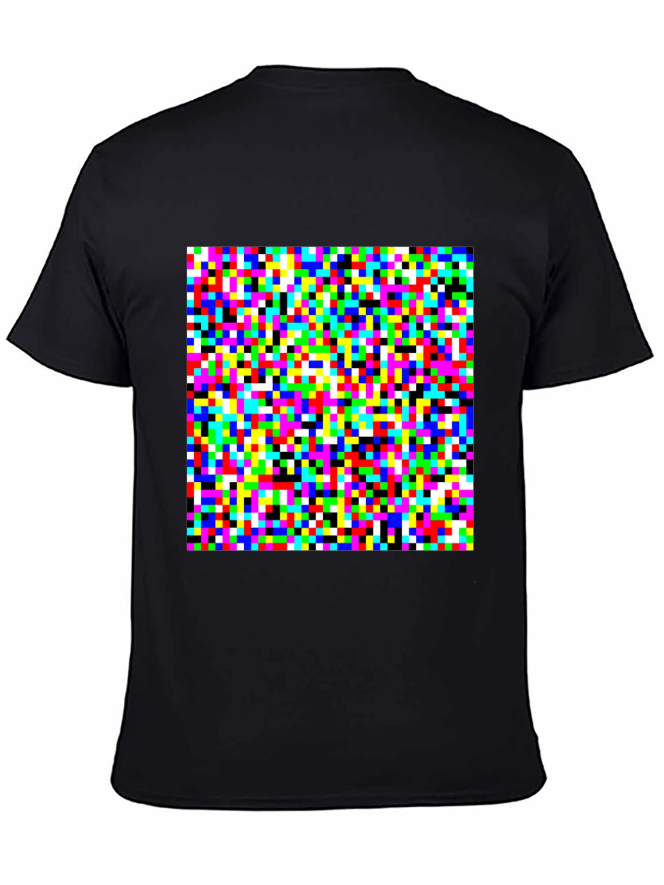 Black Pixelated Color Block Graphic Tee - Unique Design view 4
