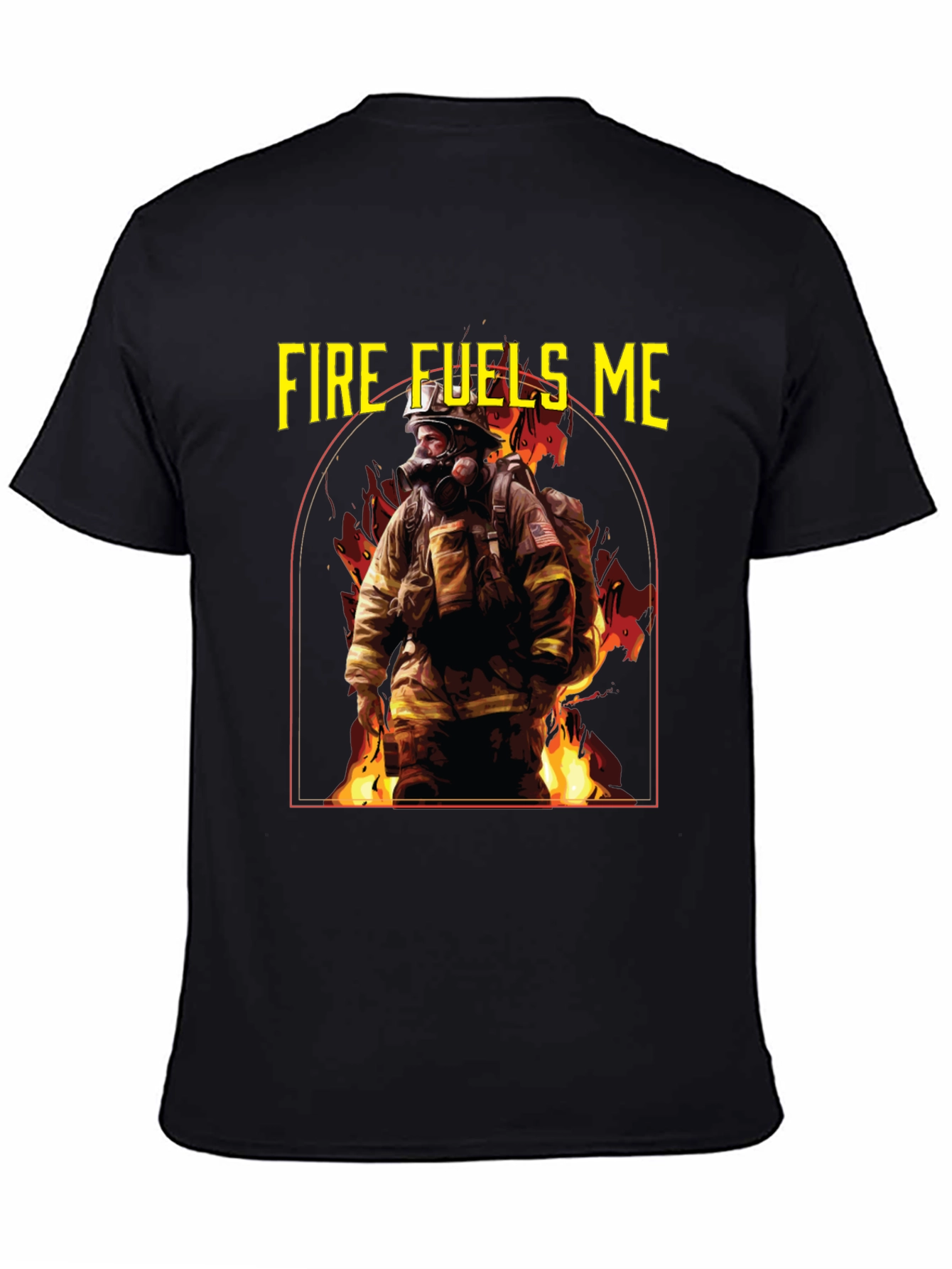 Black Fire Fuels Me Firefighter Graphic T-Shirt view 4