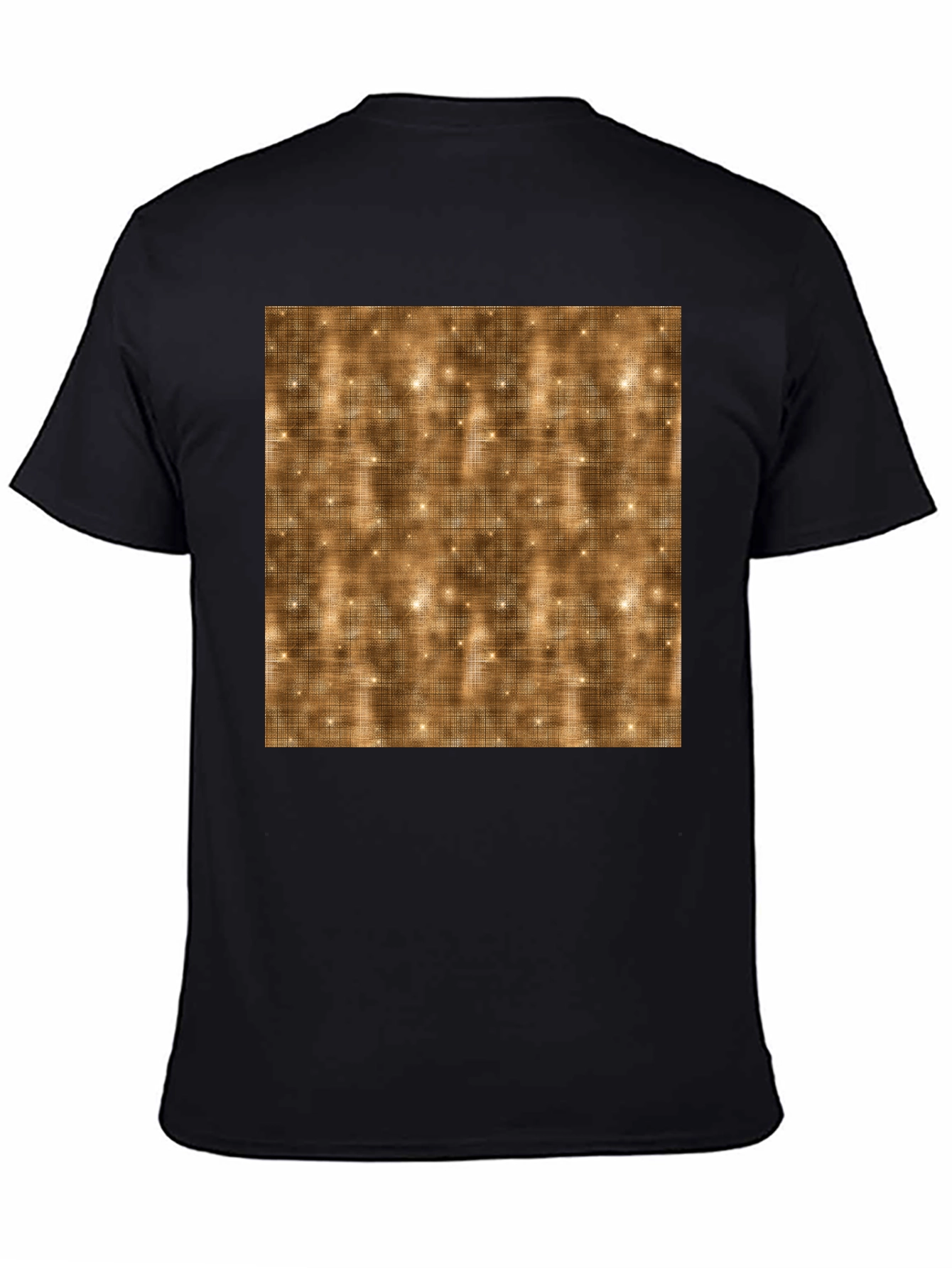 Black Men's Black T-Shirt with Abstract Gold Pattern view 4