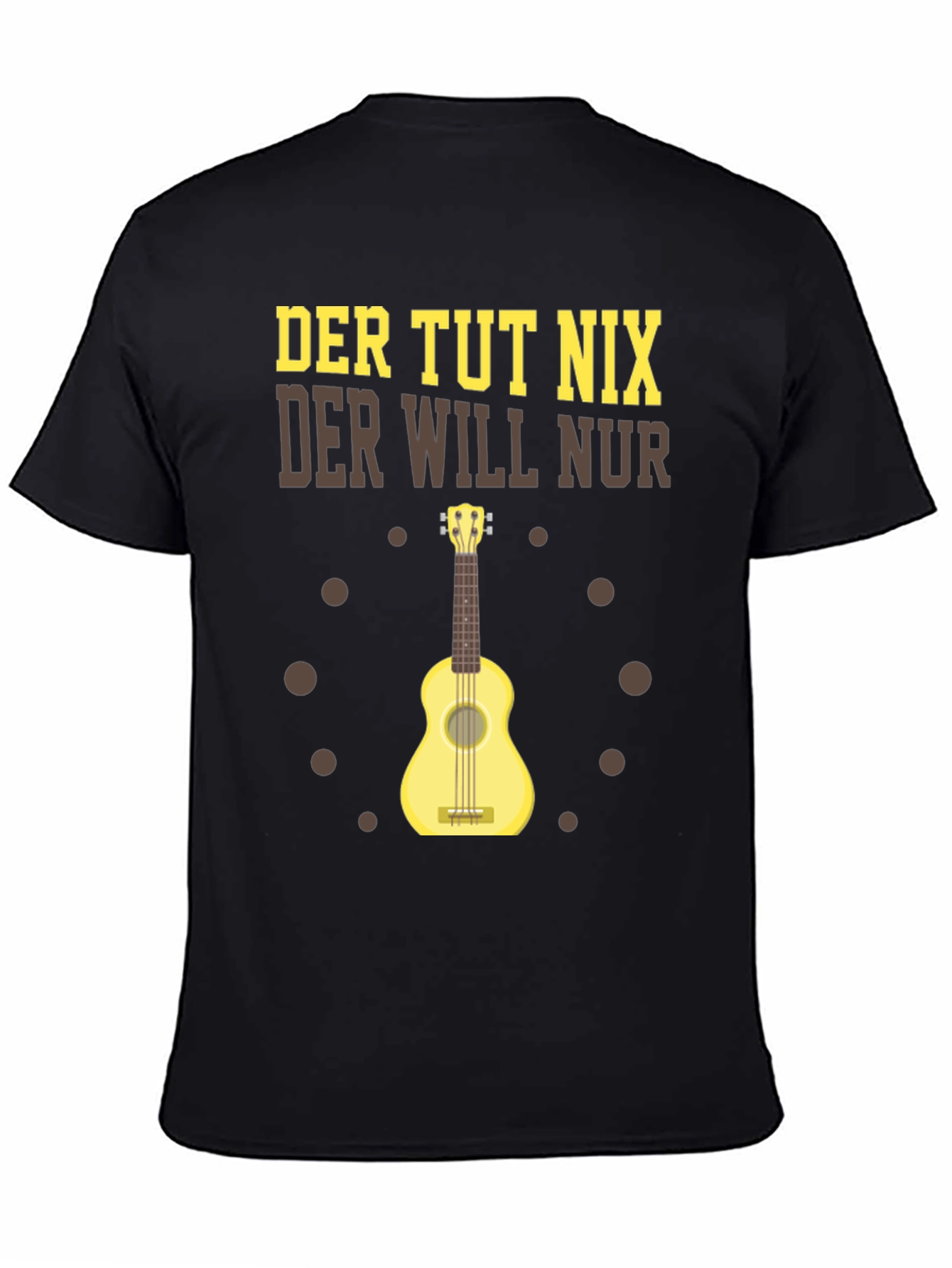 Black Der Tut Nix Graphic T-Shirt Ukulele Player view 4