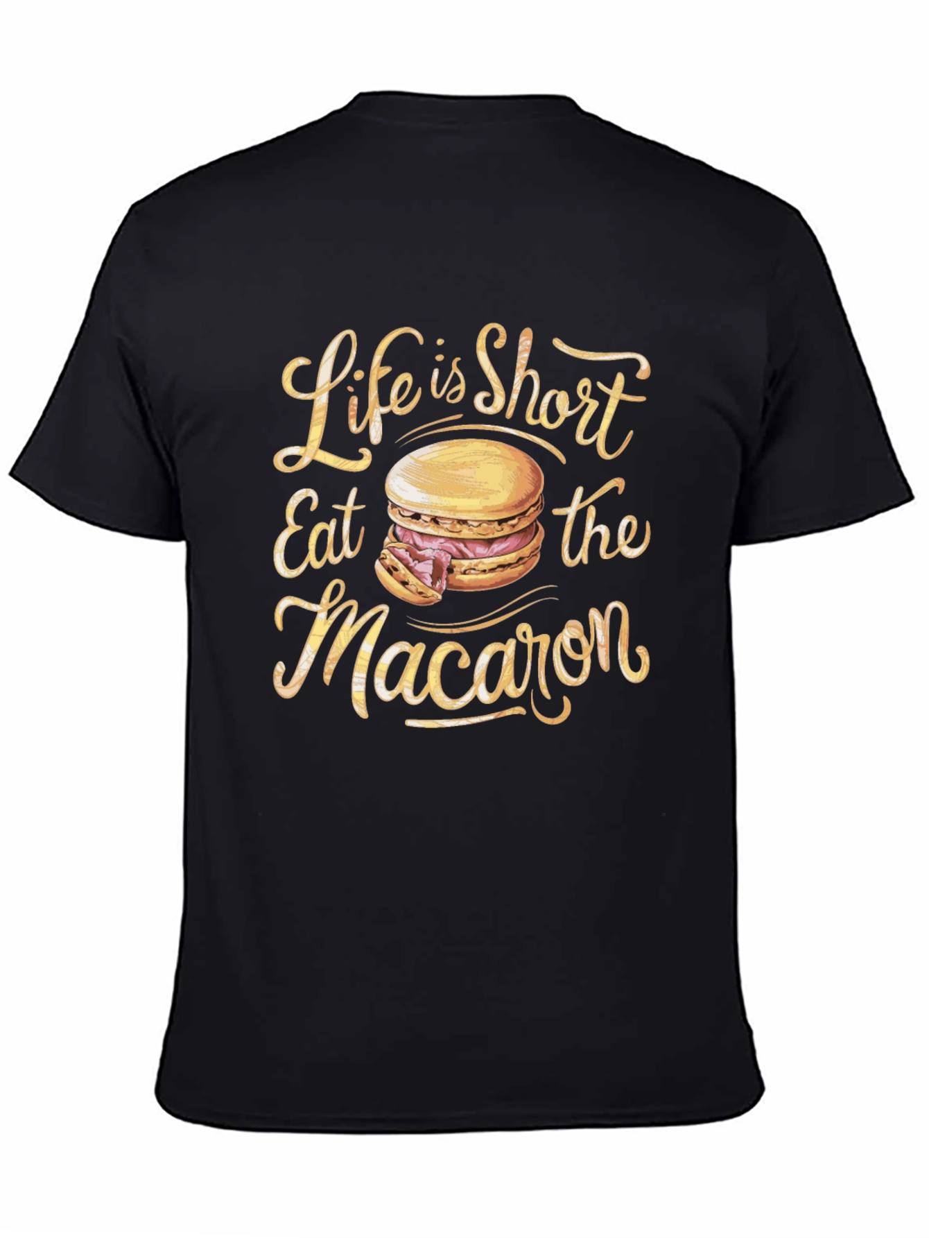 Black Life is Short Eat Macaron Graphic Tee view 4