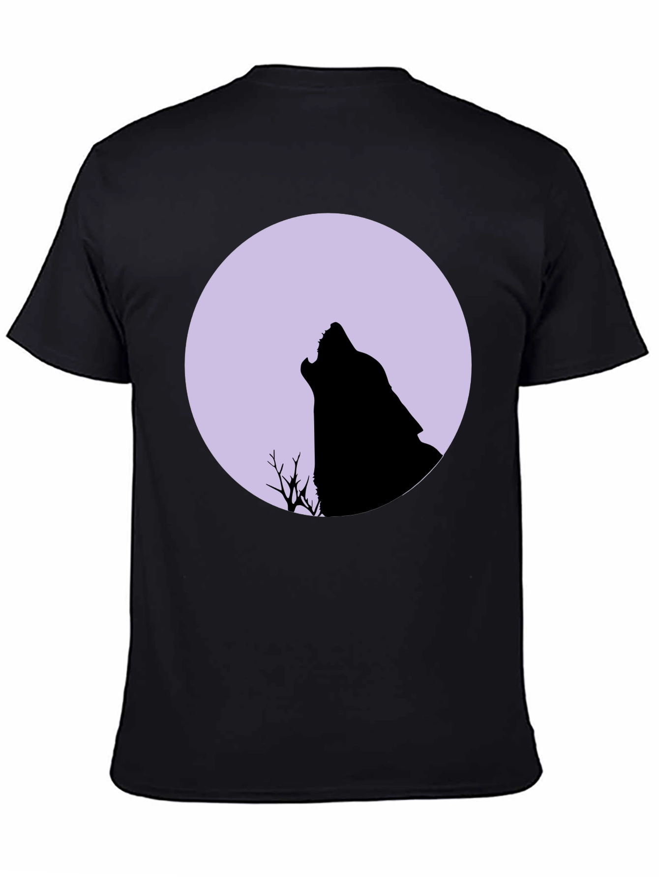Black Wolf Moon Graphic Tee - Black Cotton T-Shirt view 4