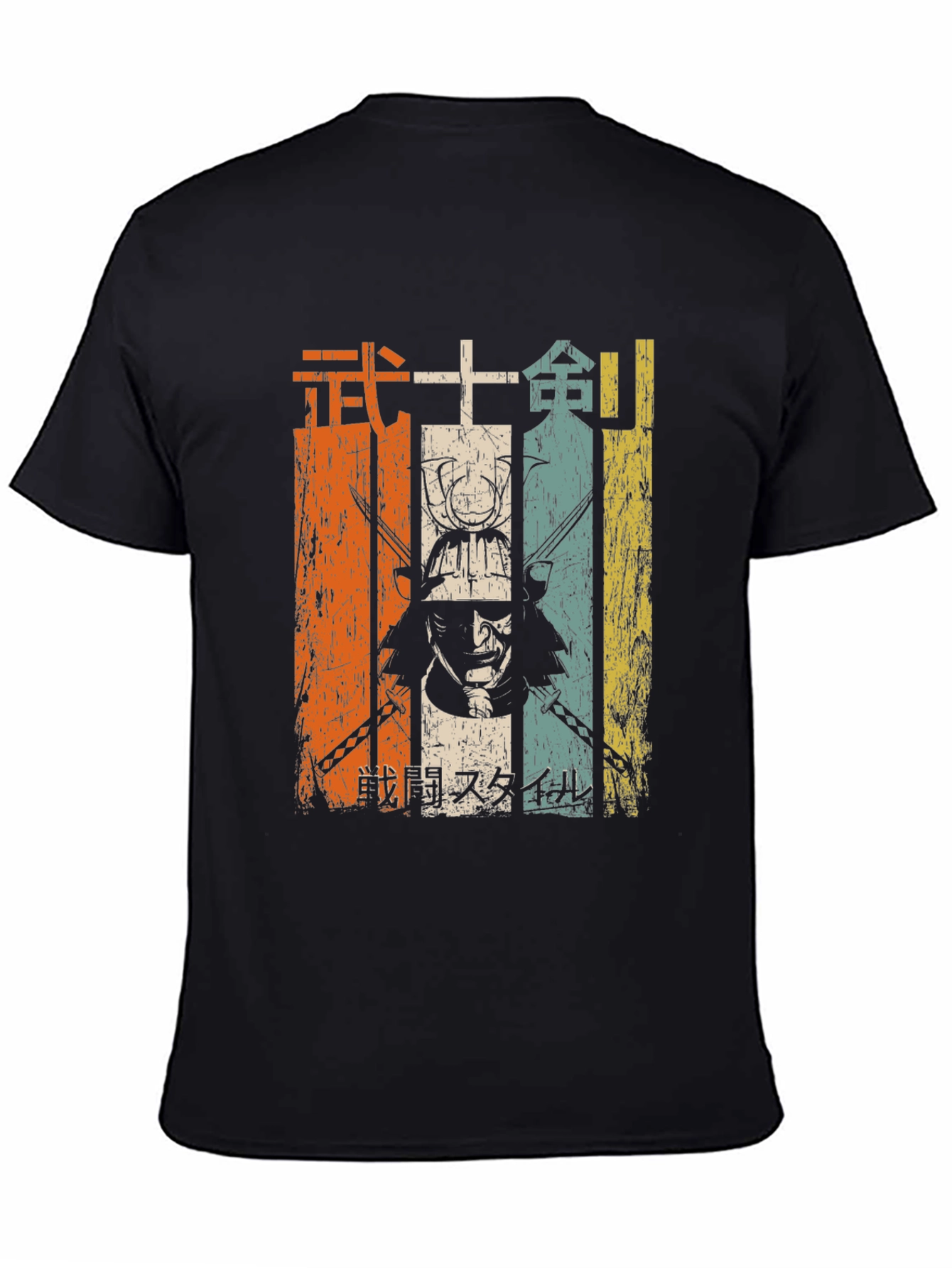 Black Vintage Samurai Graphic Tee - Men's Black T-Shirt view 4