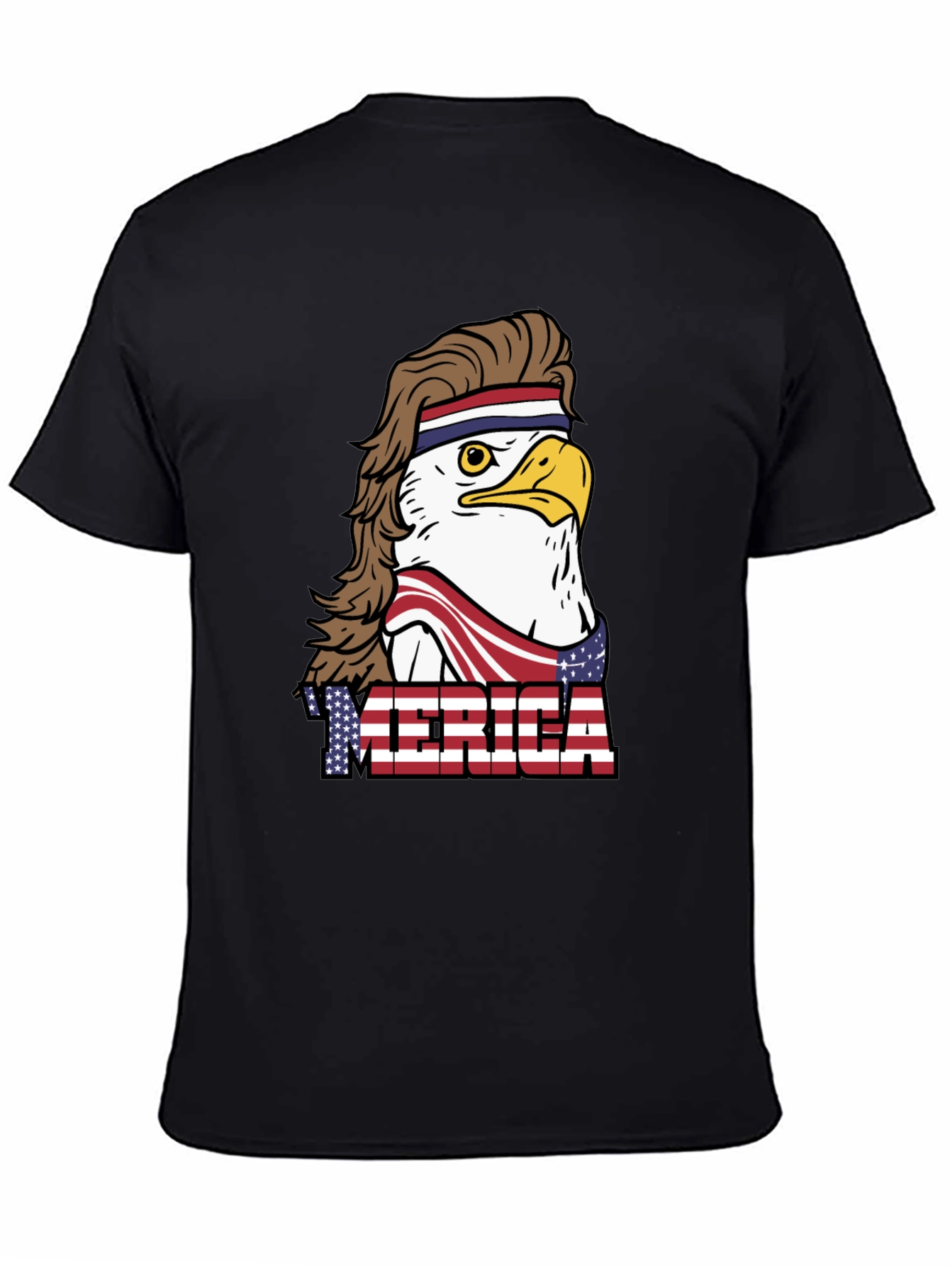 Black USA Eagle Mullet T-Shirt: Patriotic & Funny view 4