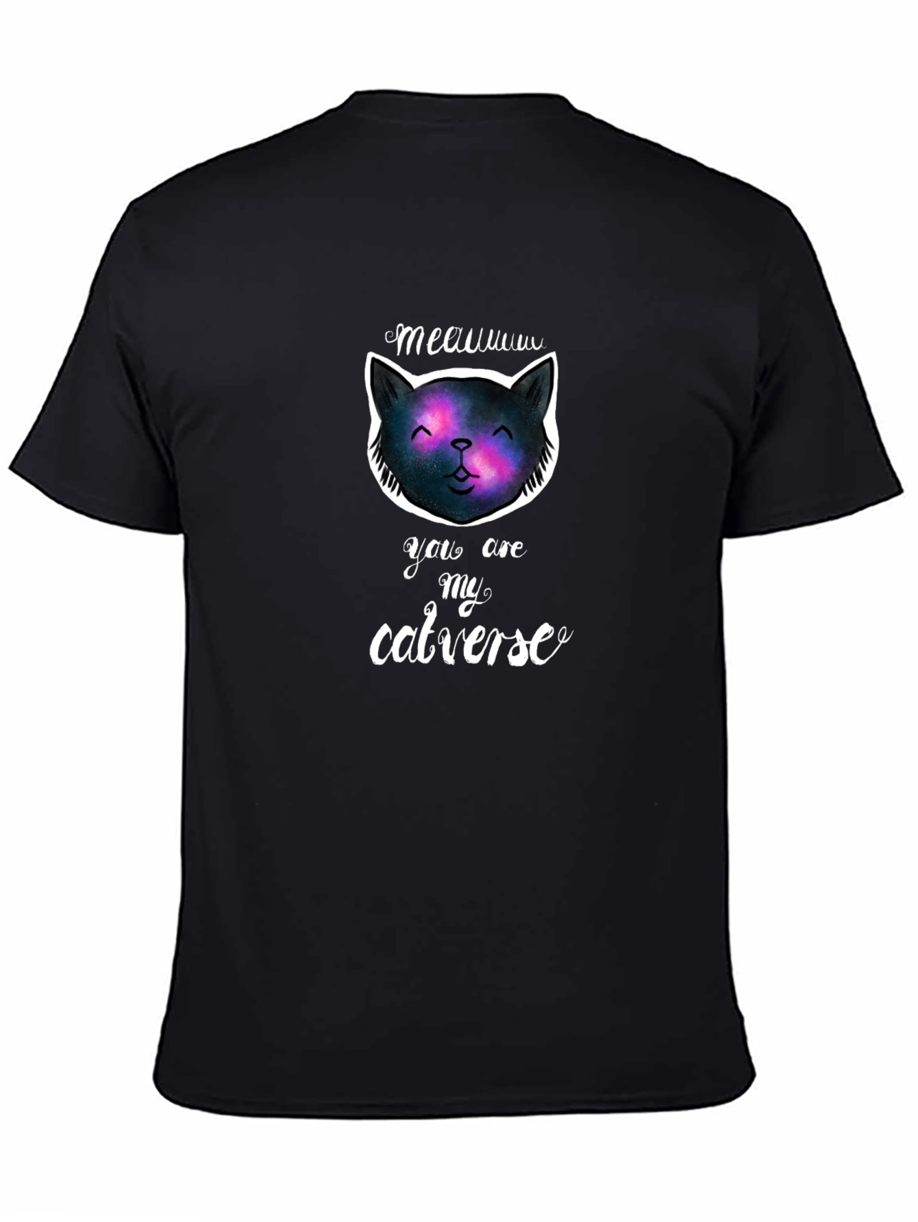 Black Meauuu Catverse T-Shirt - Galaxy Cat Graphic Tee view 4