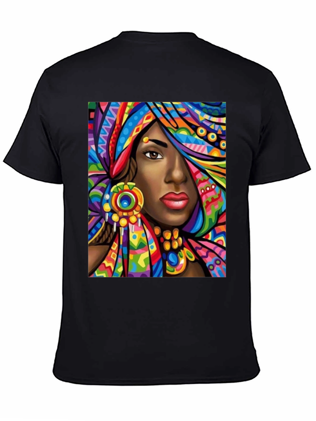 Black Colorful African Queen Graphic T-Shirt view 4