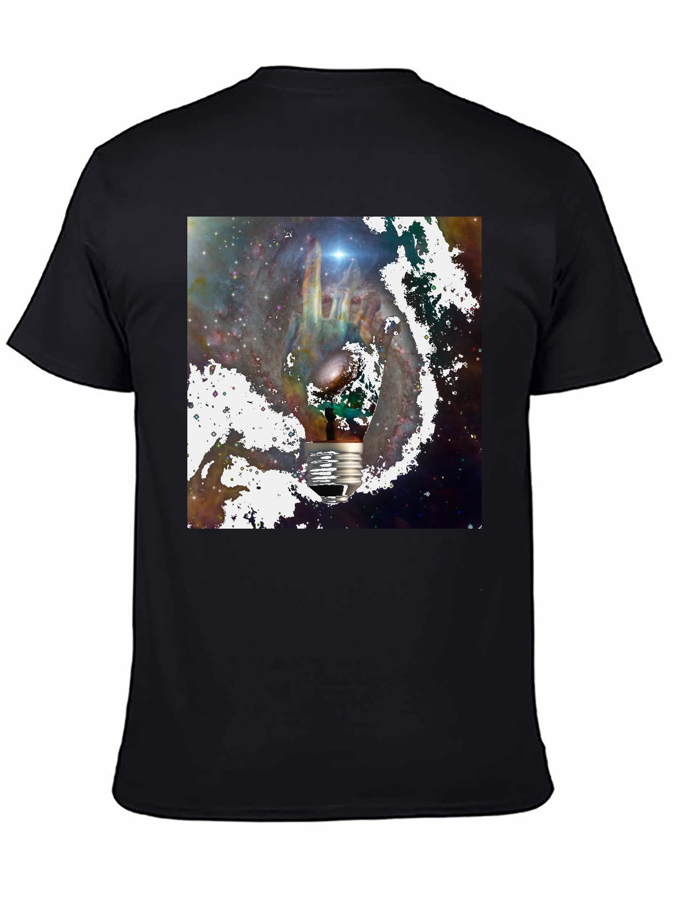 Black Cosmic Light Bulb Graphic Tee - Black view 4
