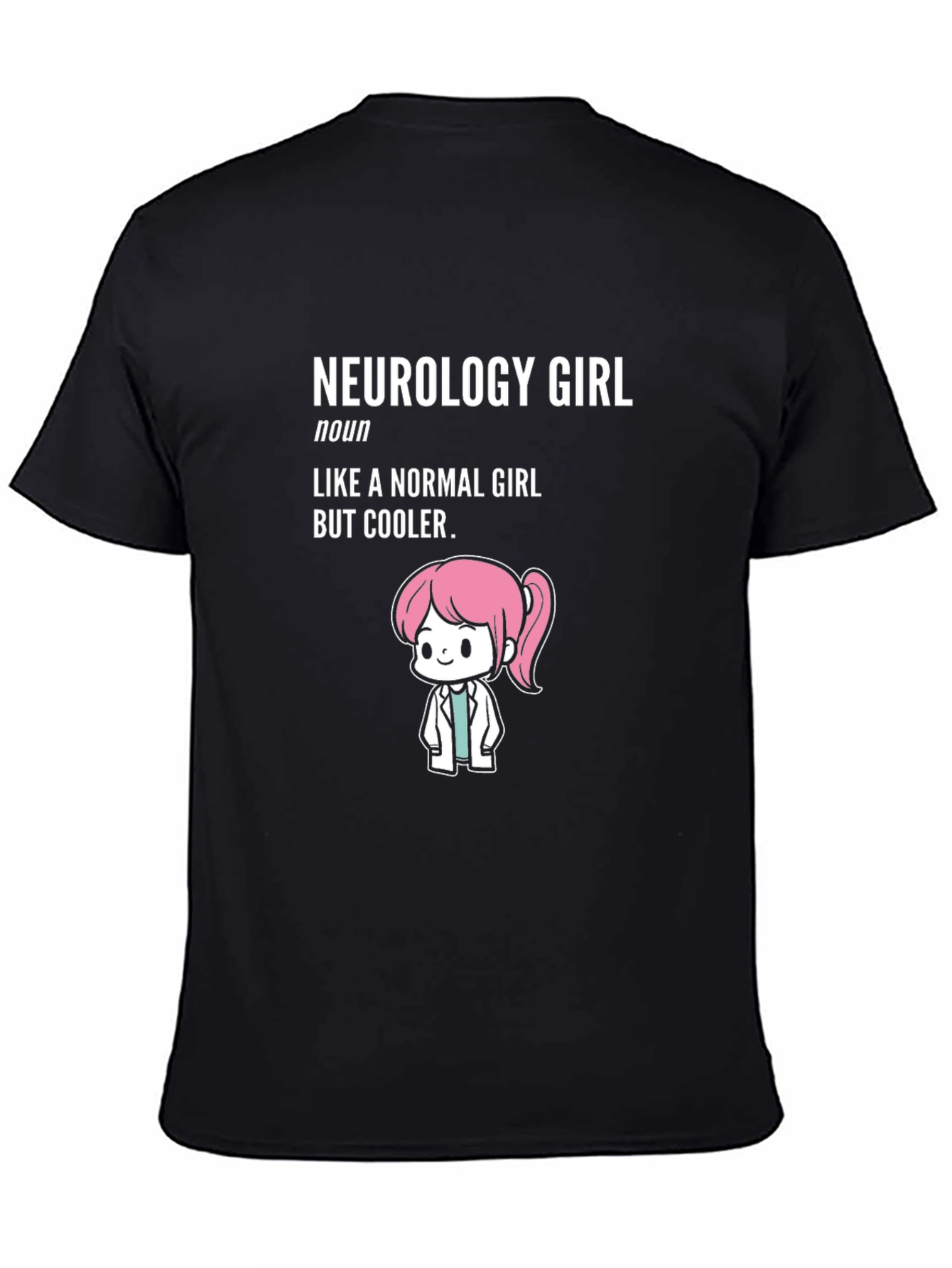 Black Neurology Girl T-Shirt - Cool Doctor Tee view 4