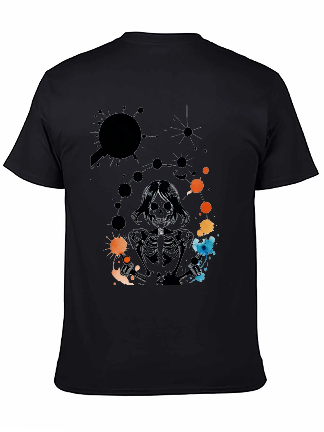 Black Skeleton Print Black T-Shirt view 4