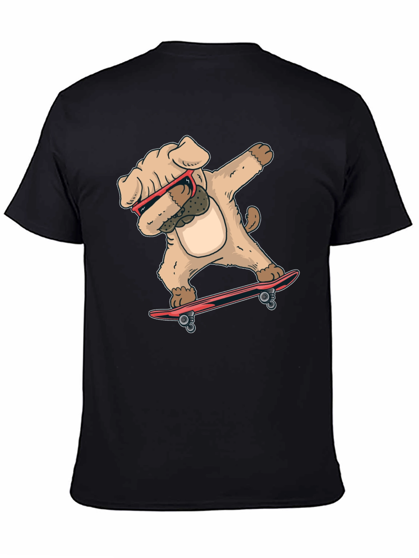 Black Dabbing Dog Skateboard T-Shirt view 4
