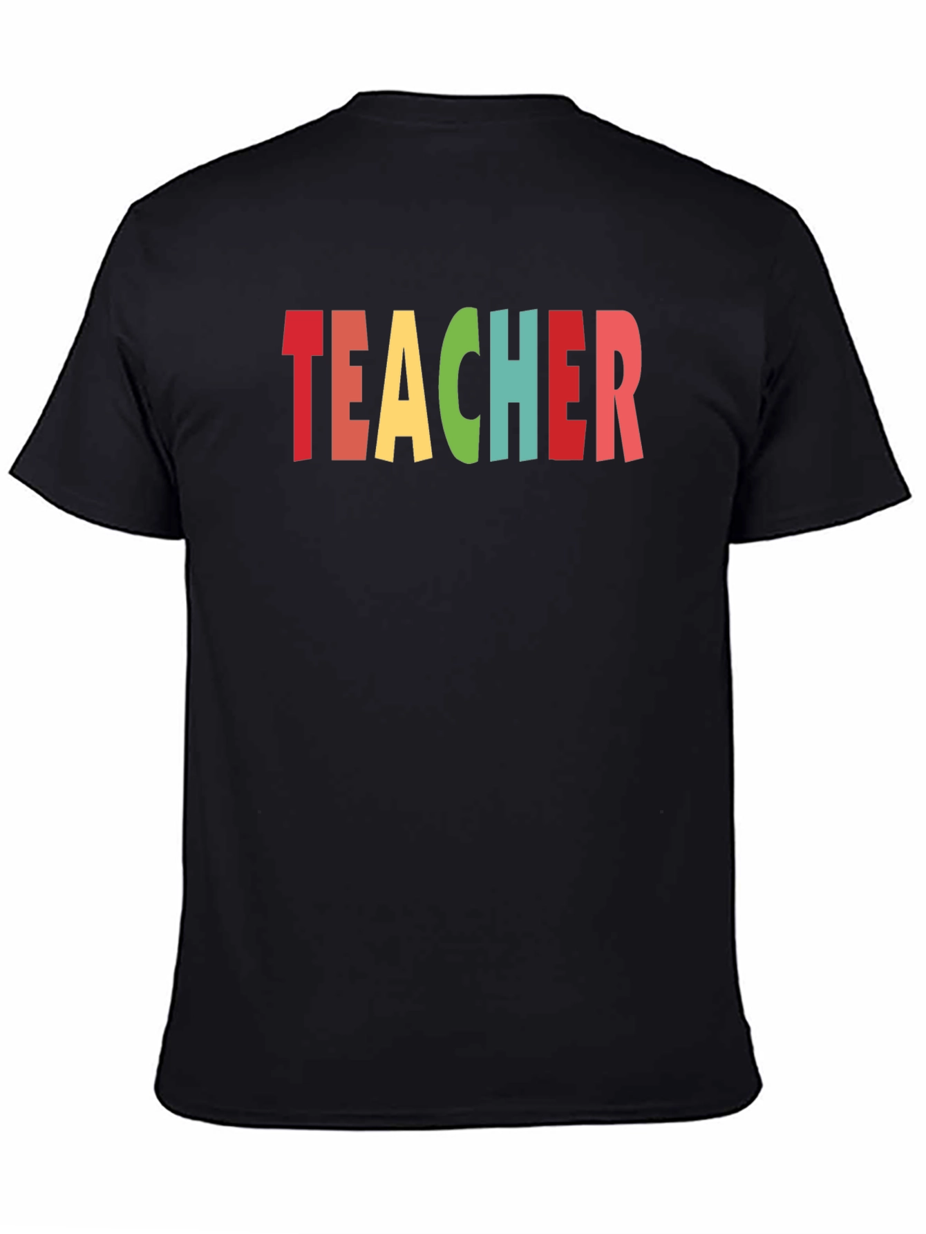 Black Colorful Teacher T-Shirt - Unisex Crew Neck view 4