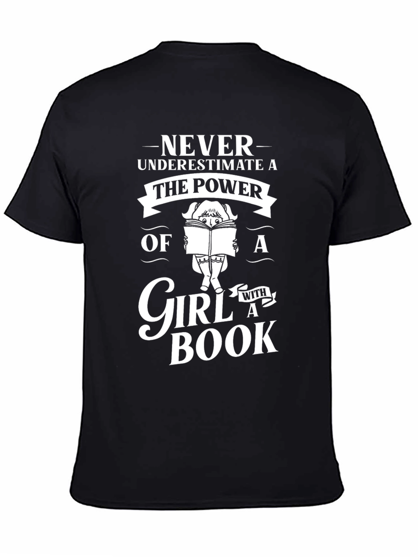 Black Never Underestimate a Girl with a Book T-Shirt view 4