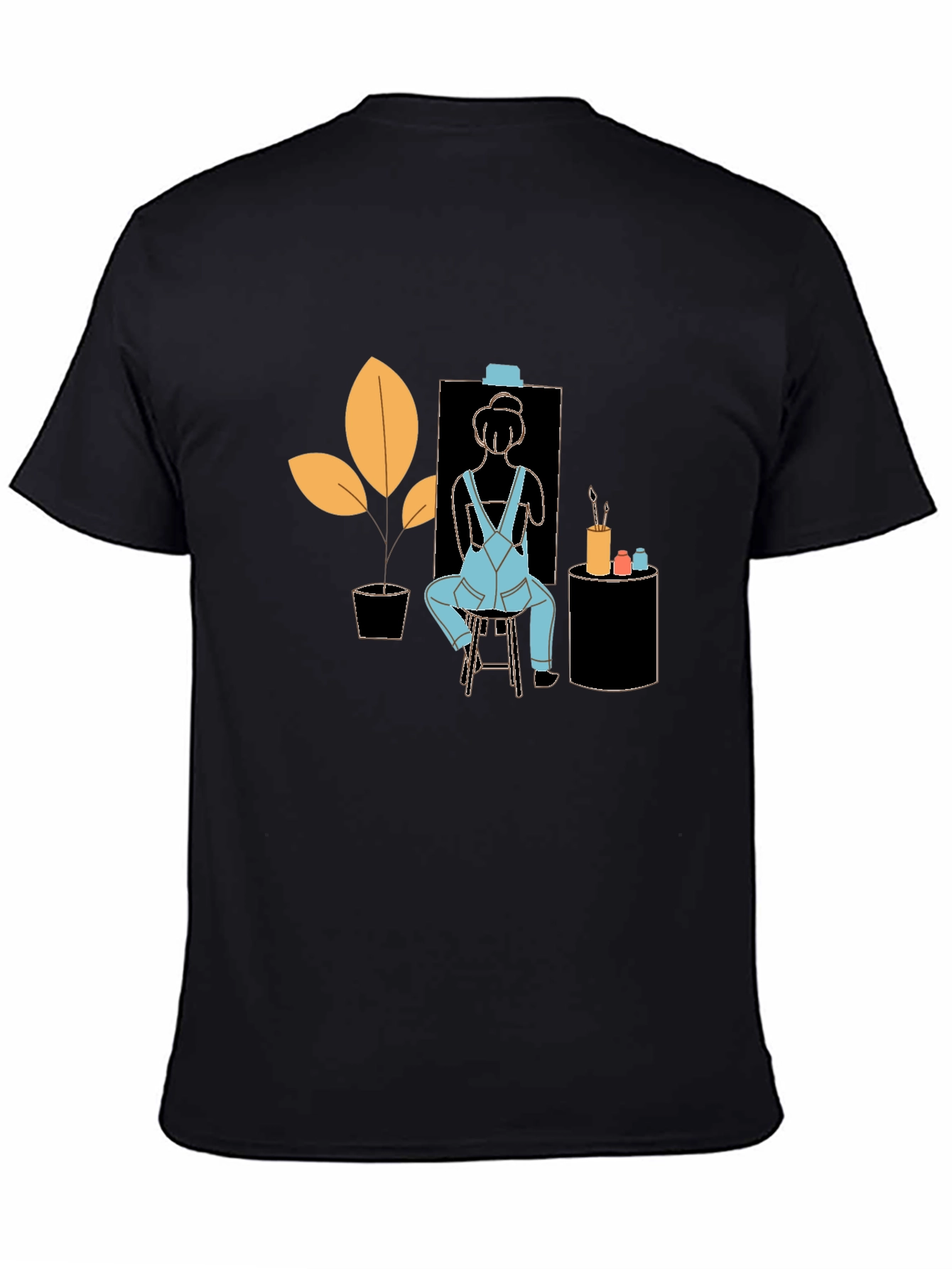Black Artist Tee: Quirky Painter Graphic T-Shirt view 4