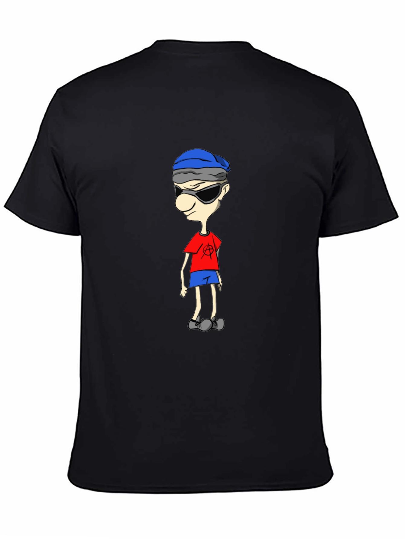 Black Cool Cartoon Character Graphic Tee - Black view 4