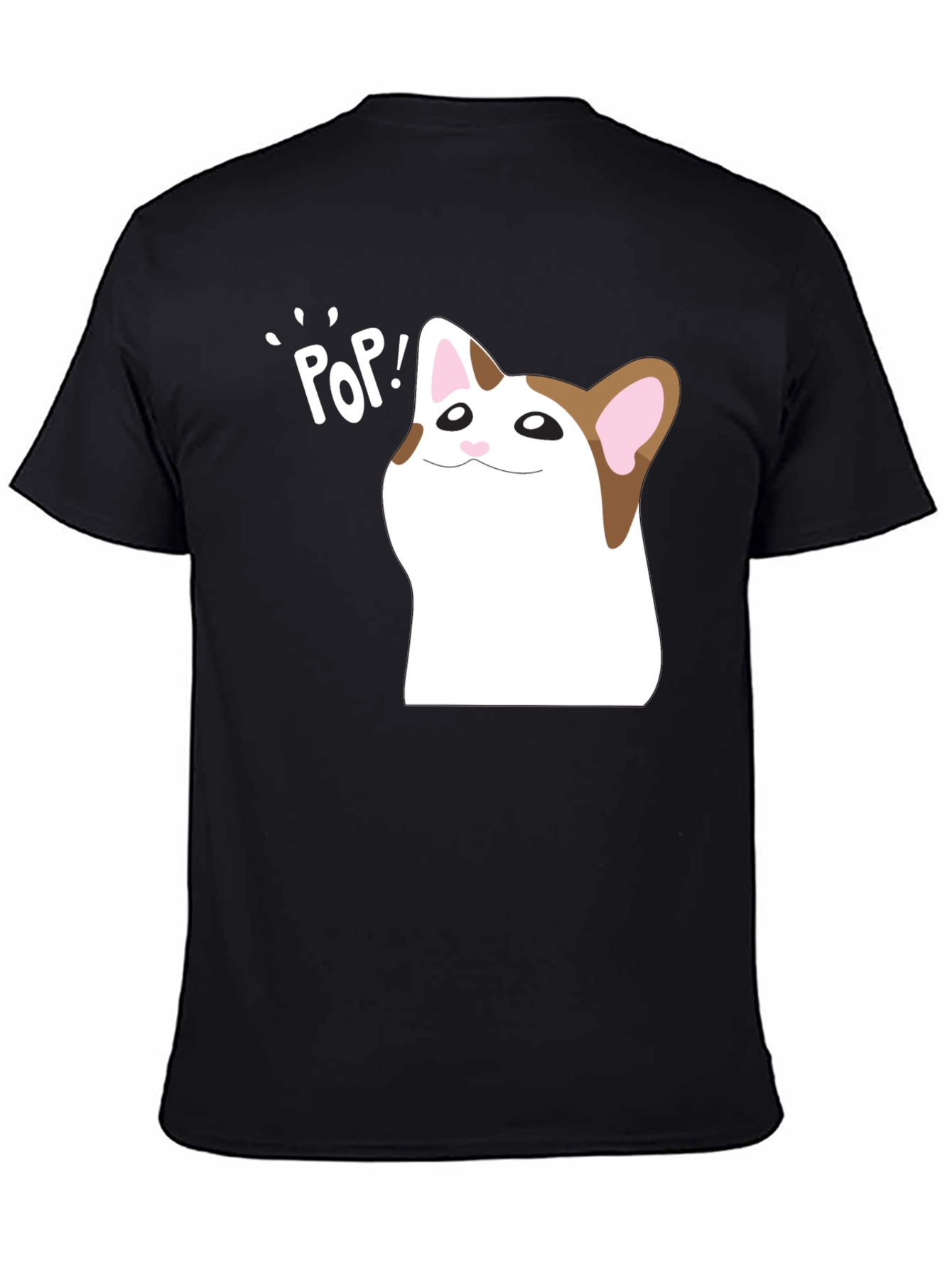 Black Pop Cat Meme T-Shirt - Hilarious Viral Cat Tee view 4