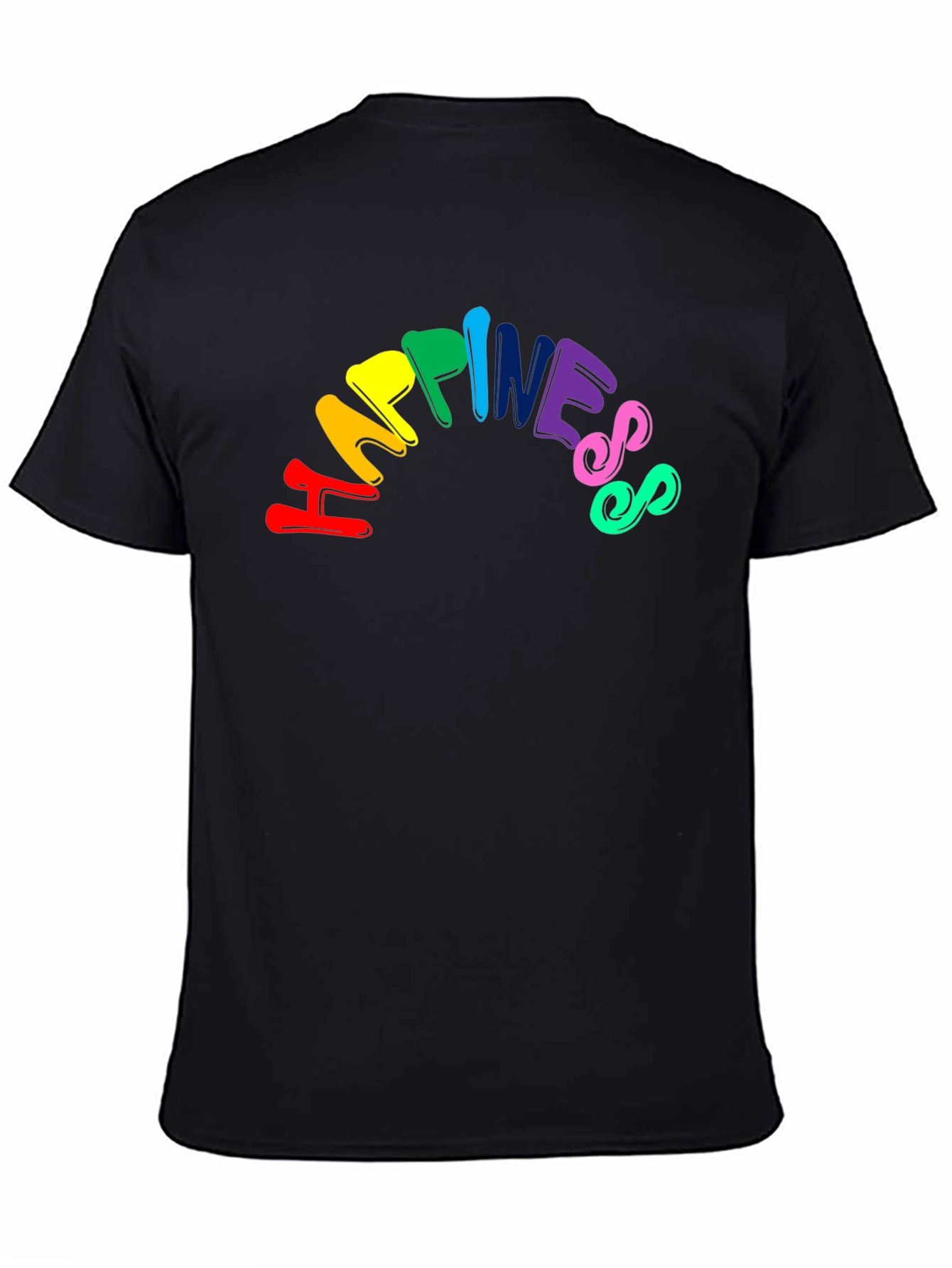 Black Happiness Rainbow Graphic Tee - Unisex Black T-Shirt view 4
