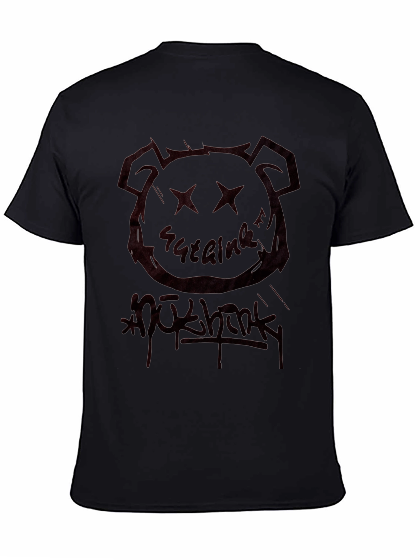 Black Black Graphic Tee - Bear Head & Graffiti view 4