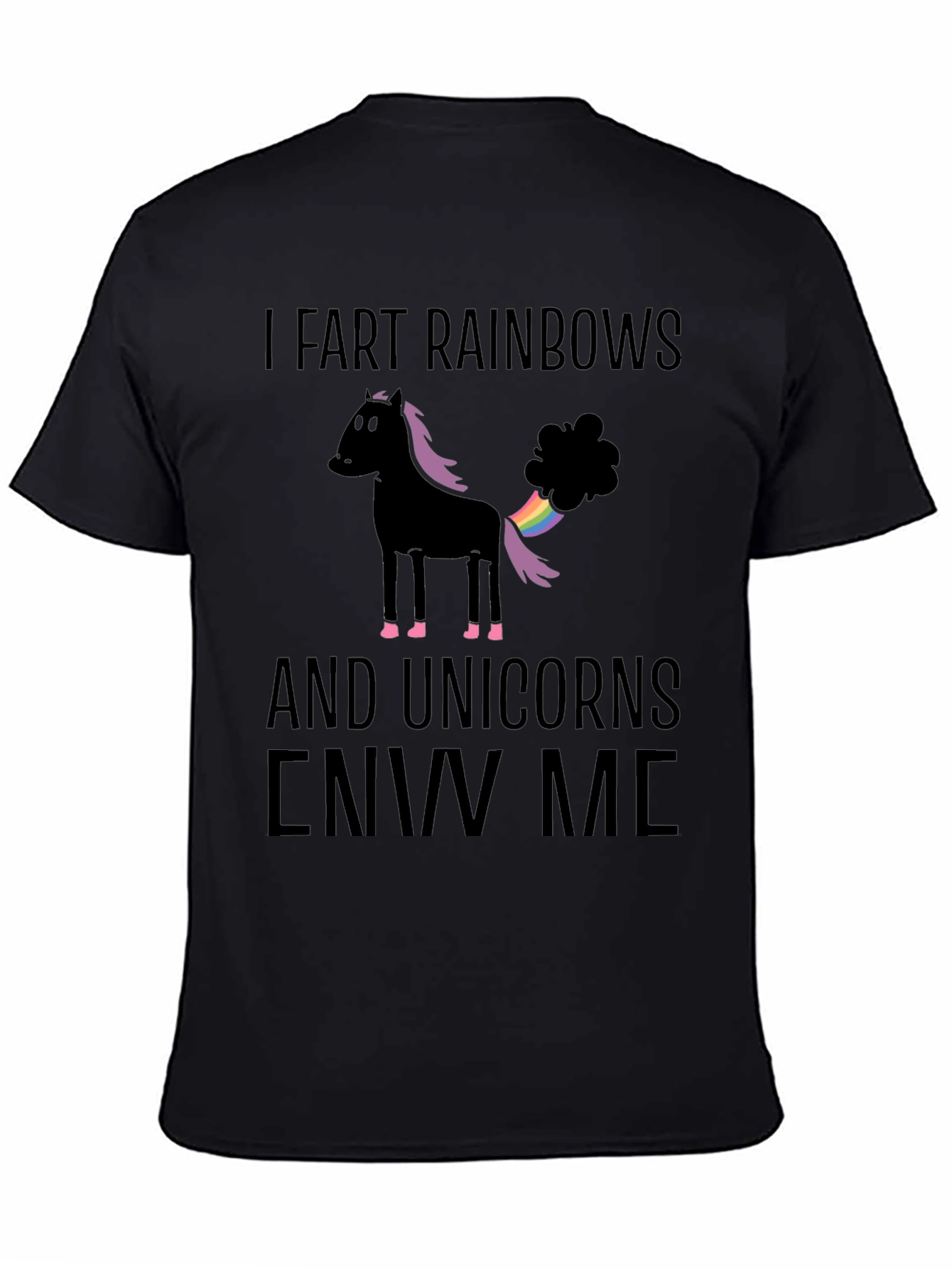 Black I Fart Rainbows Funny Graphic T-Shirt view 4