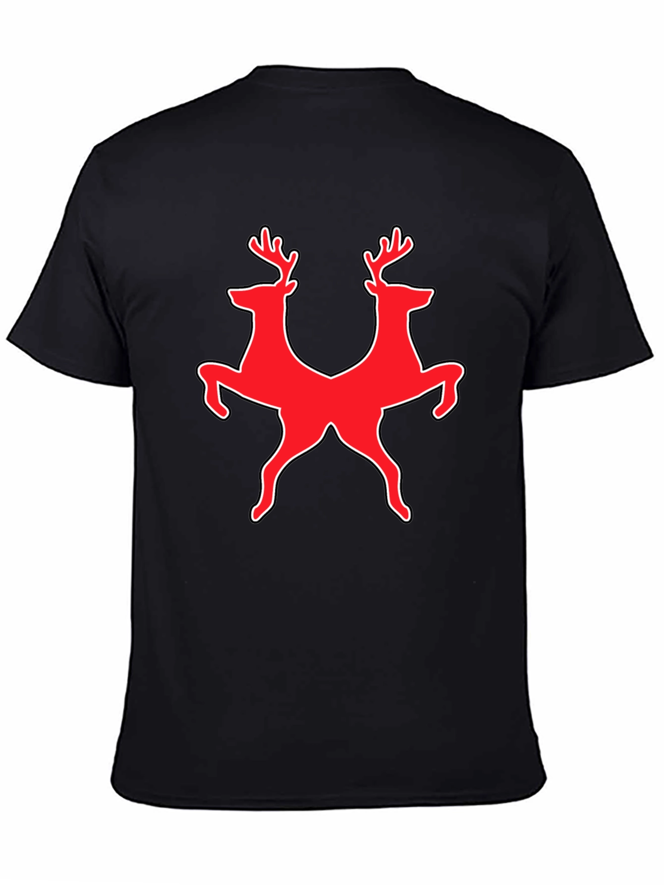 Black Deer Duo Graphic Tee - Black Cotton Blend Shirt view 4