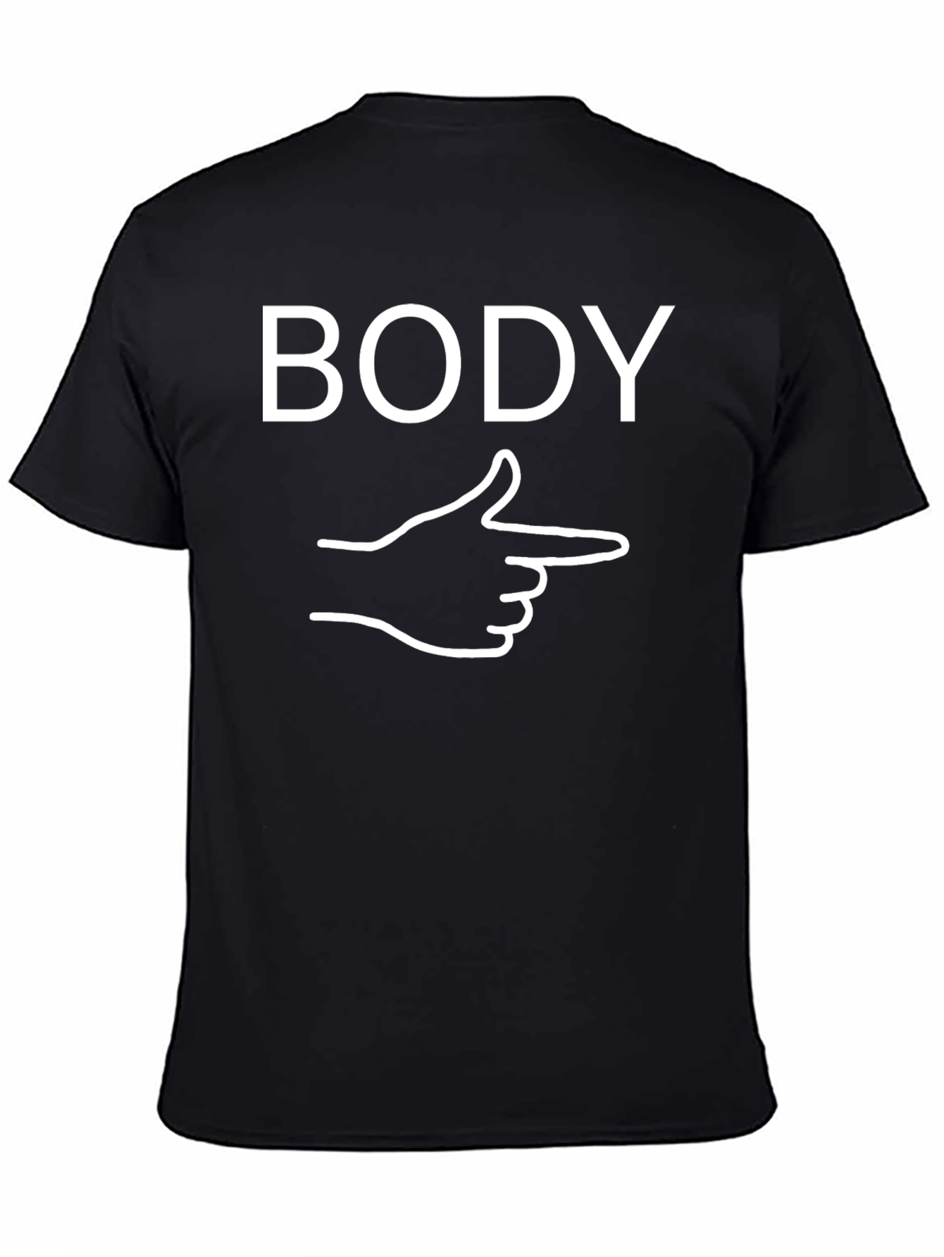 Black Funny BODY Pointing Hand Graphic Tee view 4