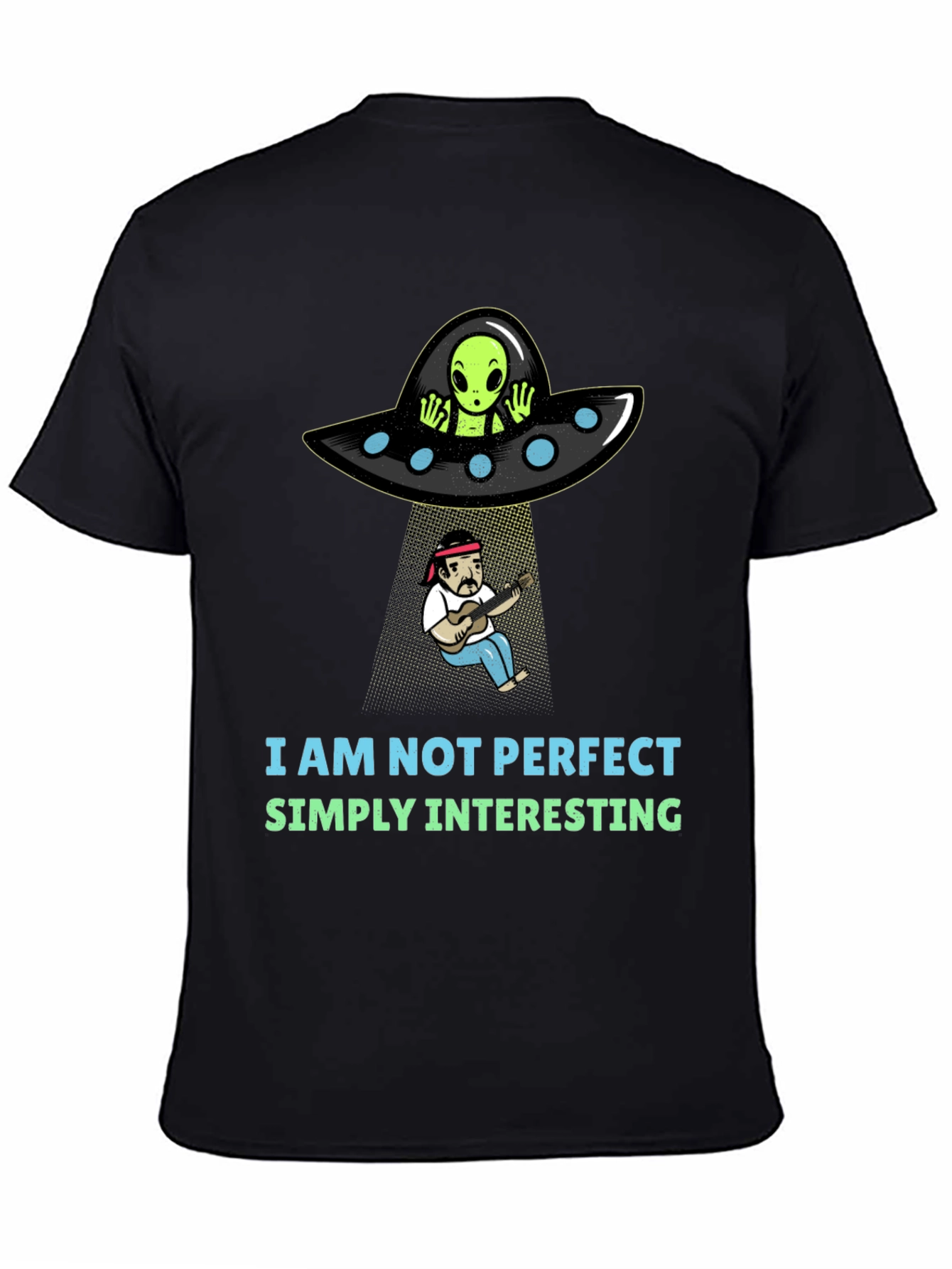 Black Funny Alien Abduction Graphic T-Shirt view 4