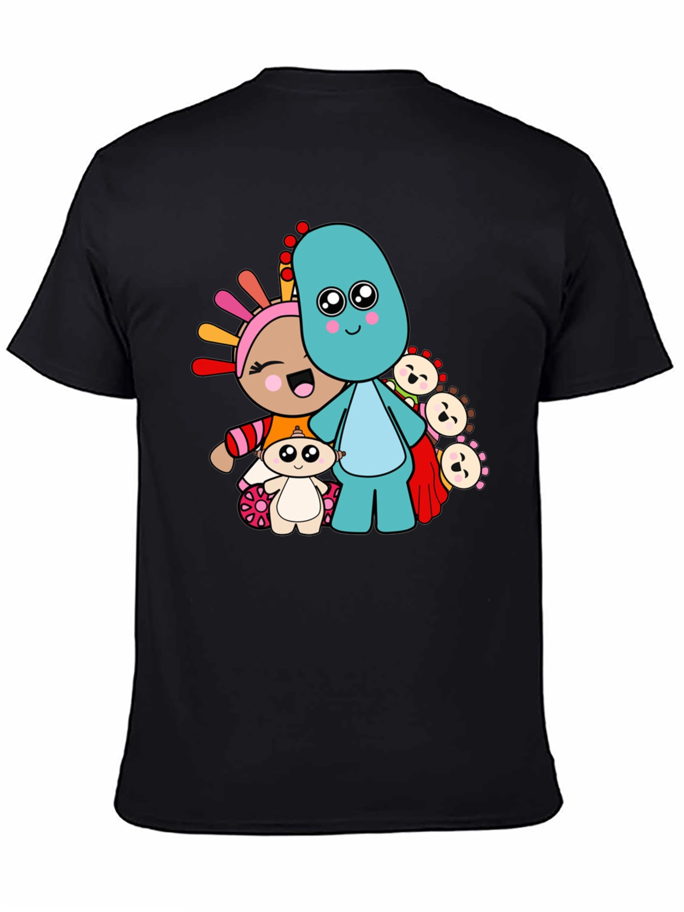 Black In the Night Garden Cartoon Character Black T-Shirt view 4