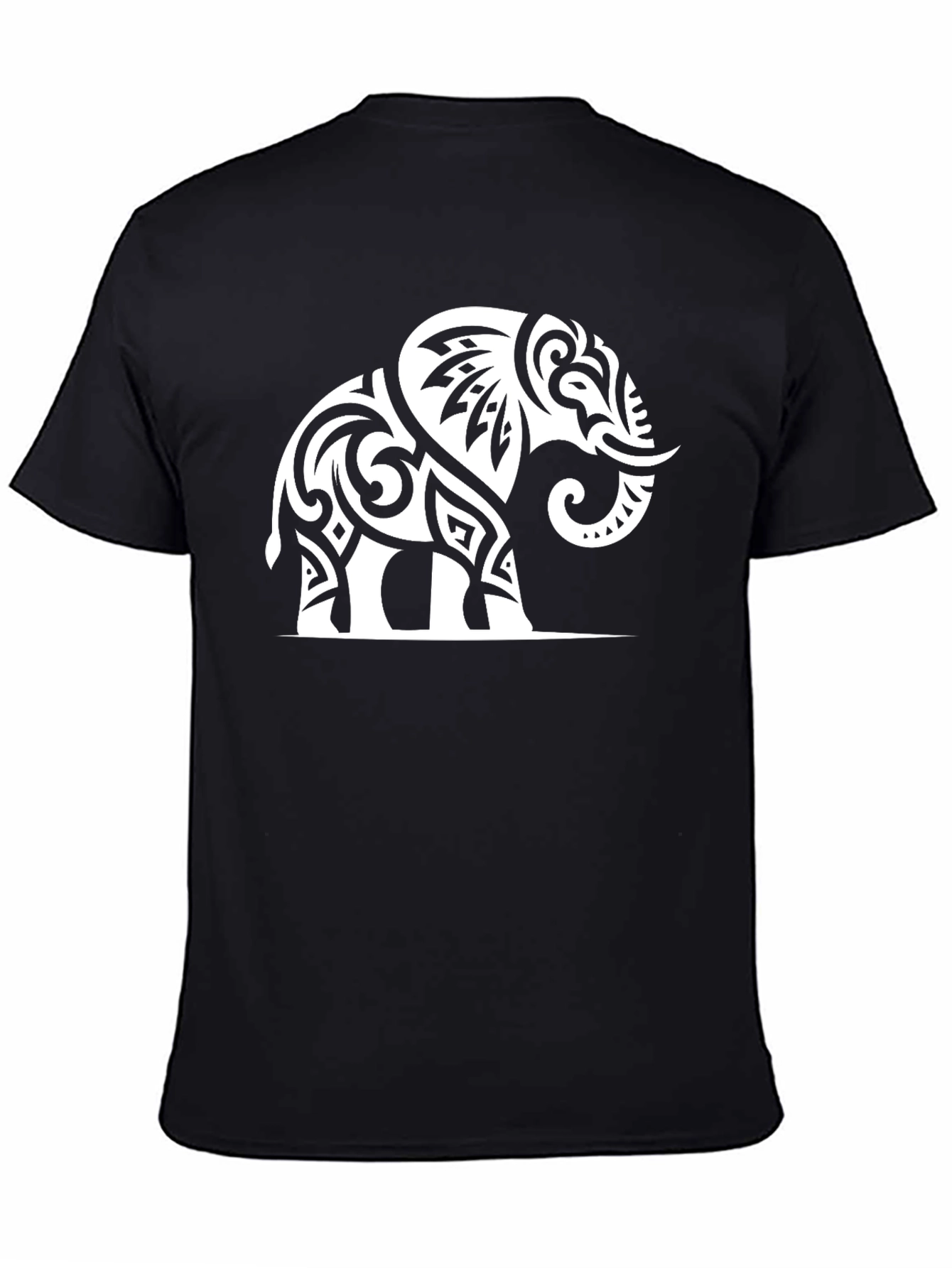 Black Tribal Elephant Graphic Tee - Black view 4