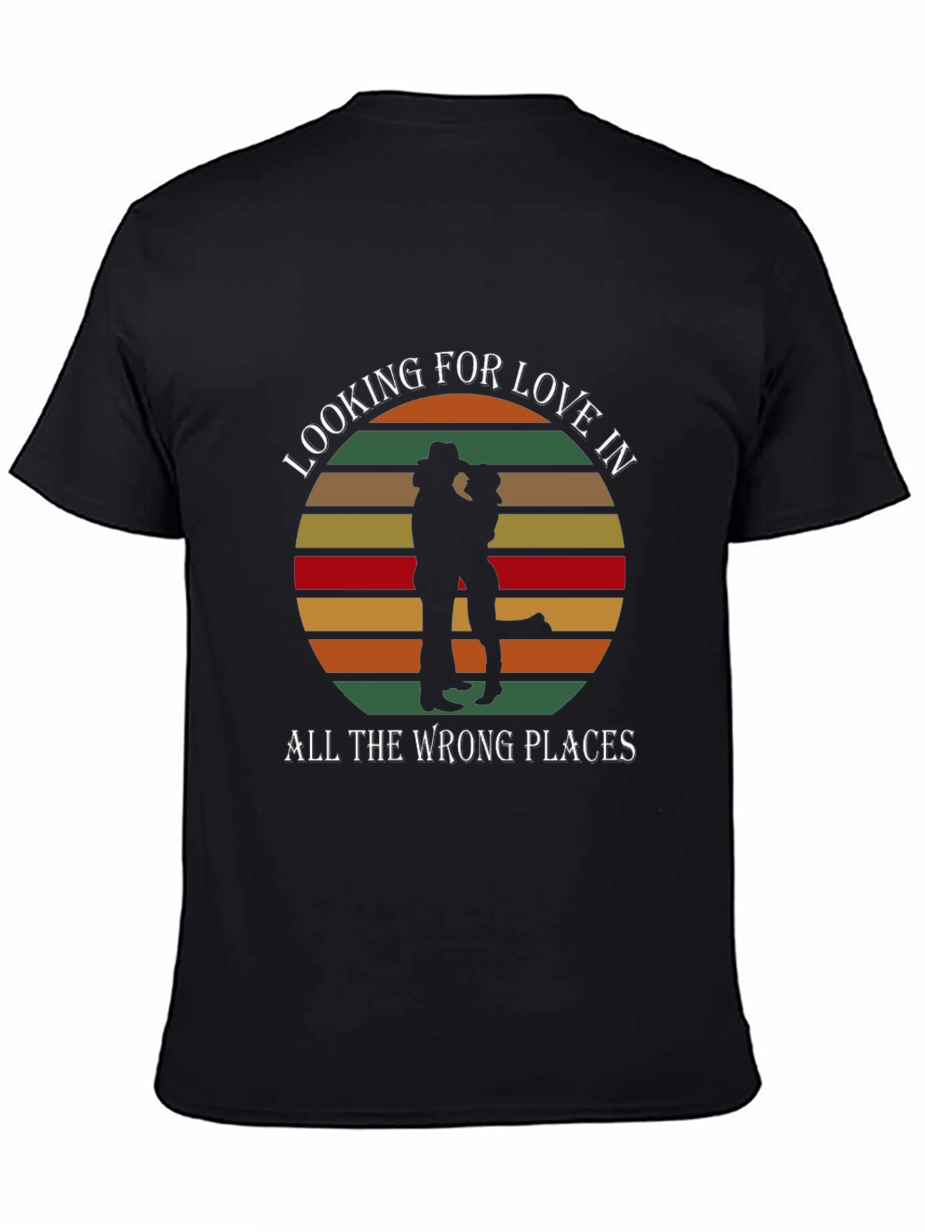 Black Looking For Love T-Shirt - Country Sunset Design view 4
