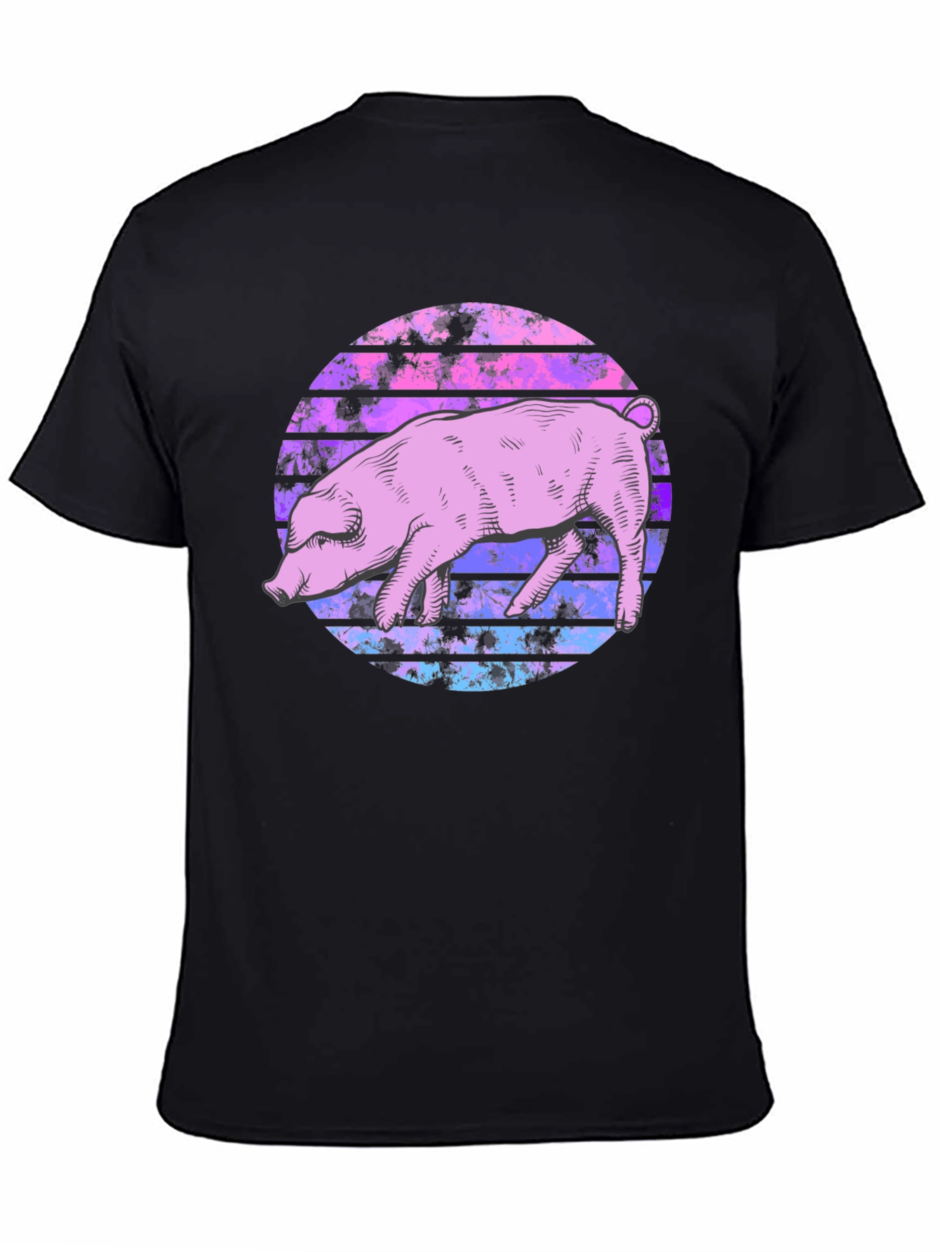 Black Retro Pig Graphic Tee - Unique Style view 4