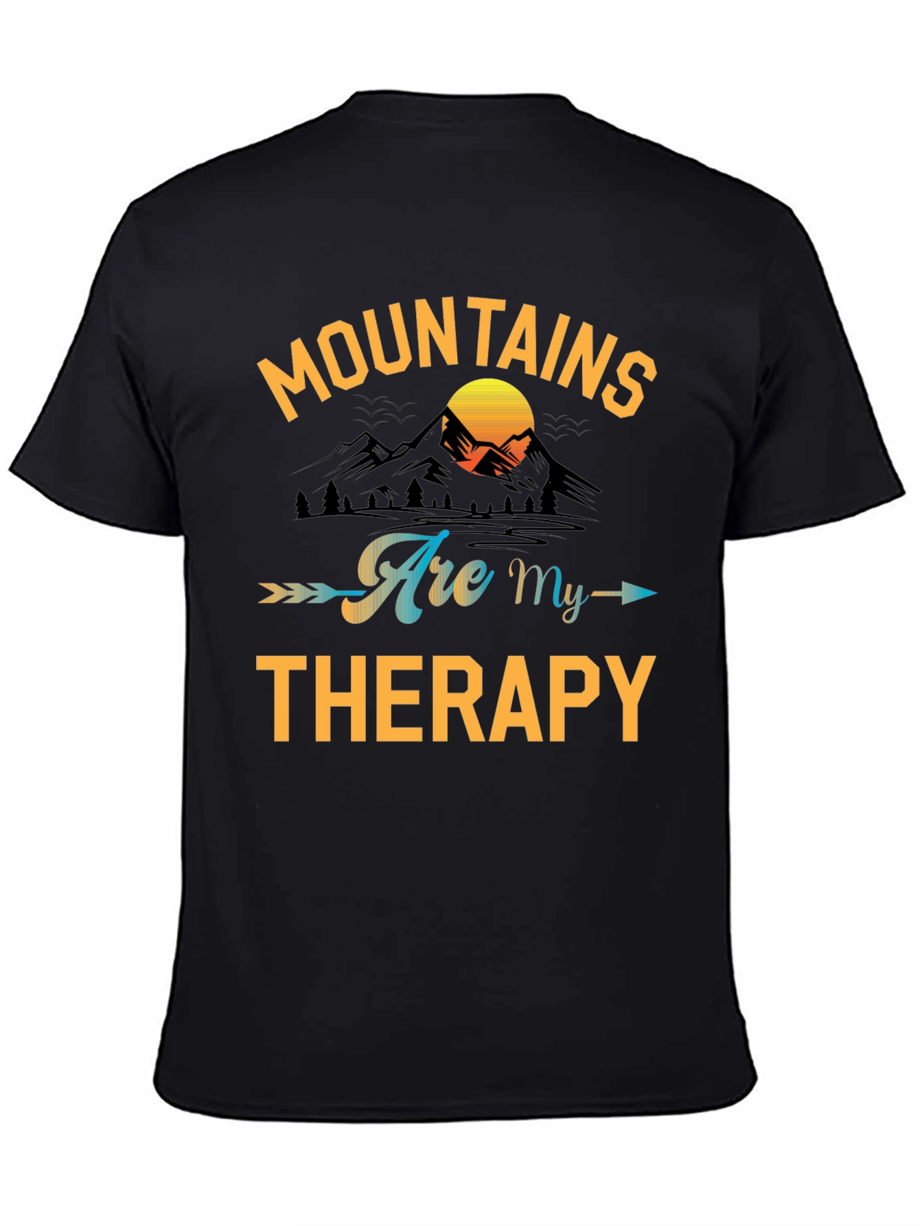 Black Mountains Are My Therapy Black Graphic Tee view 4