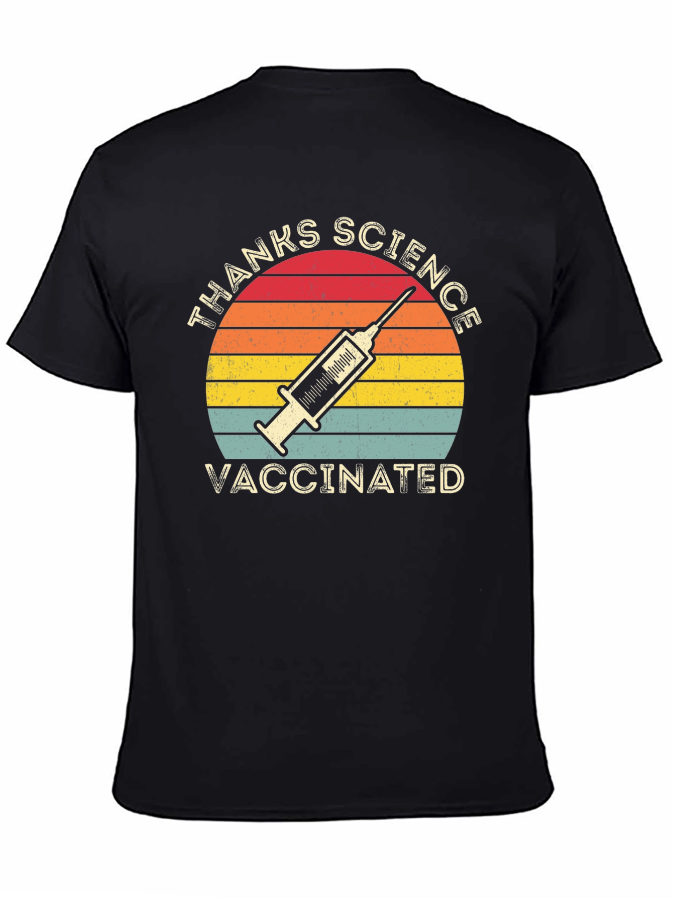 Black Thanks Science Vaccinated T-Shirt view 4