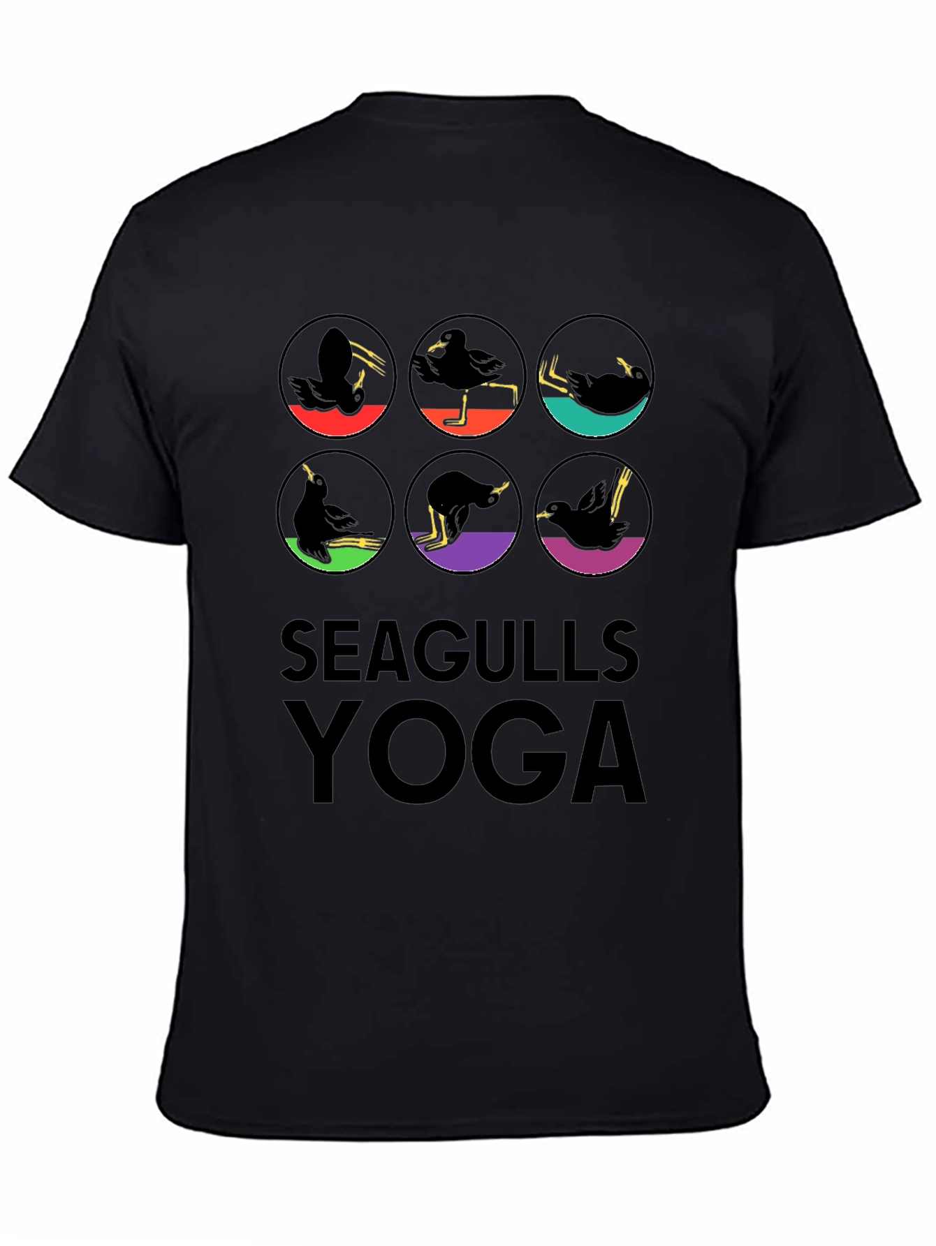 Black Seagulls Yoga Graphic Tee - Fun & Unique Design view 4