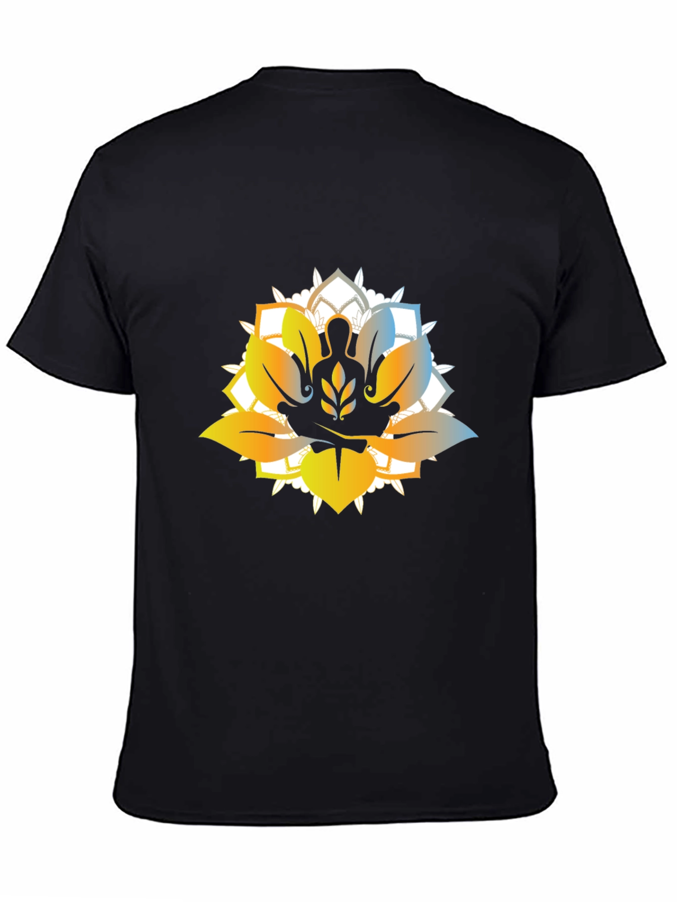Black Lotus Meditation Graphic T-Shirt - Black view 4