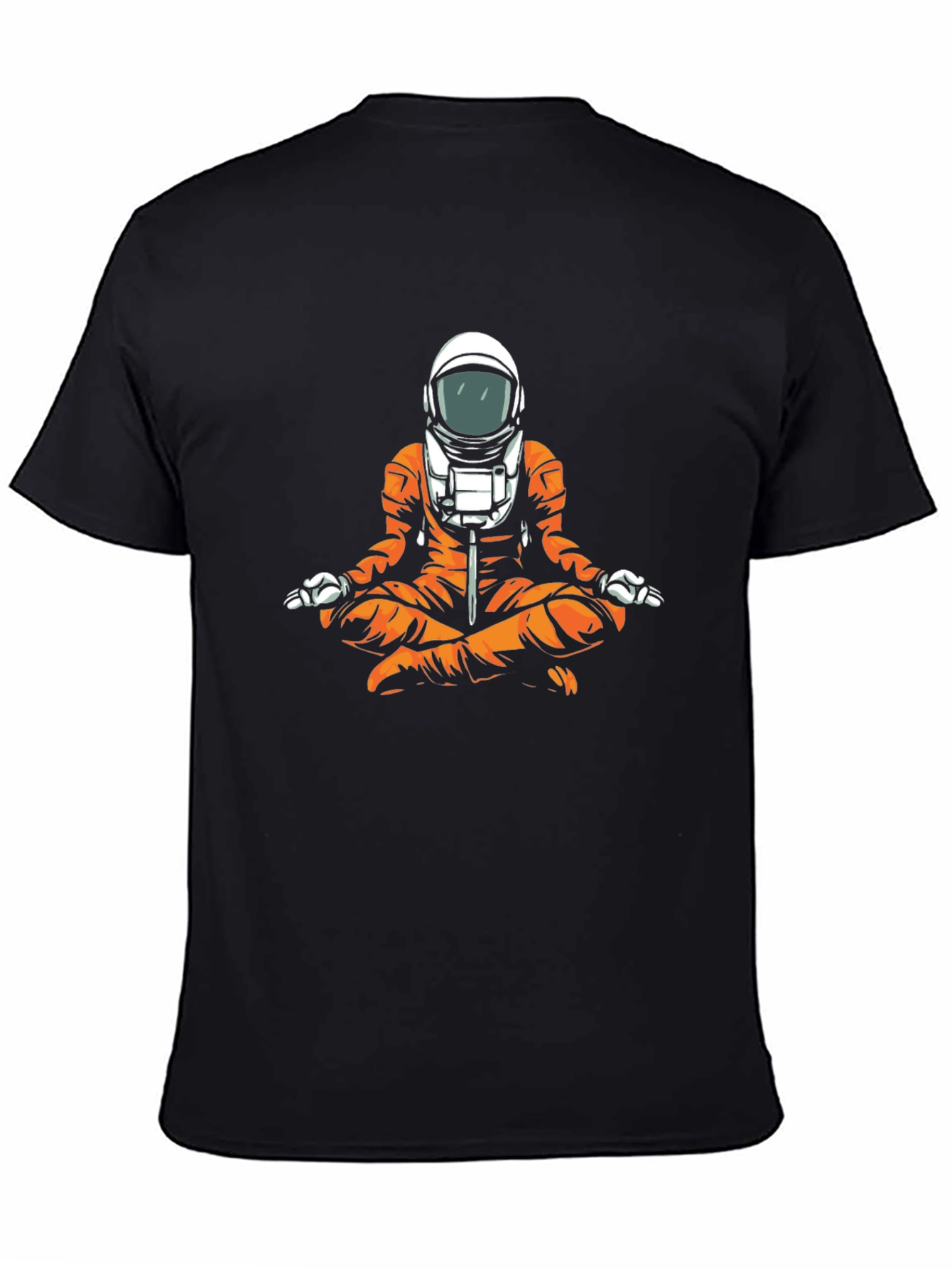 Black Meditating Astronaut Graphic T-Shirt - Space Yogi Tee view 4