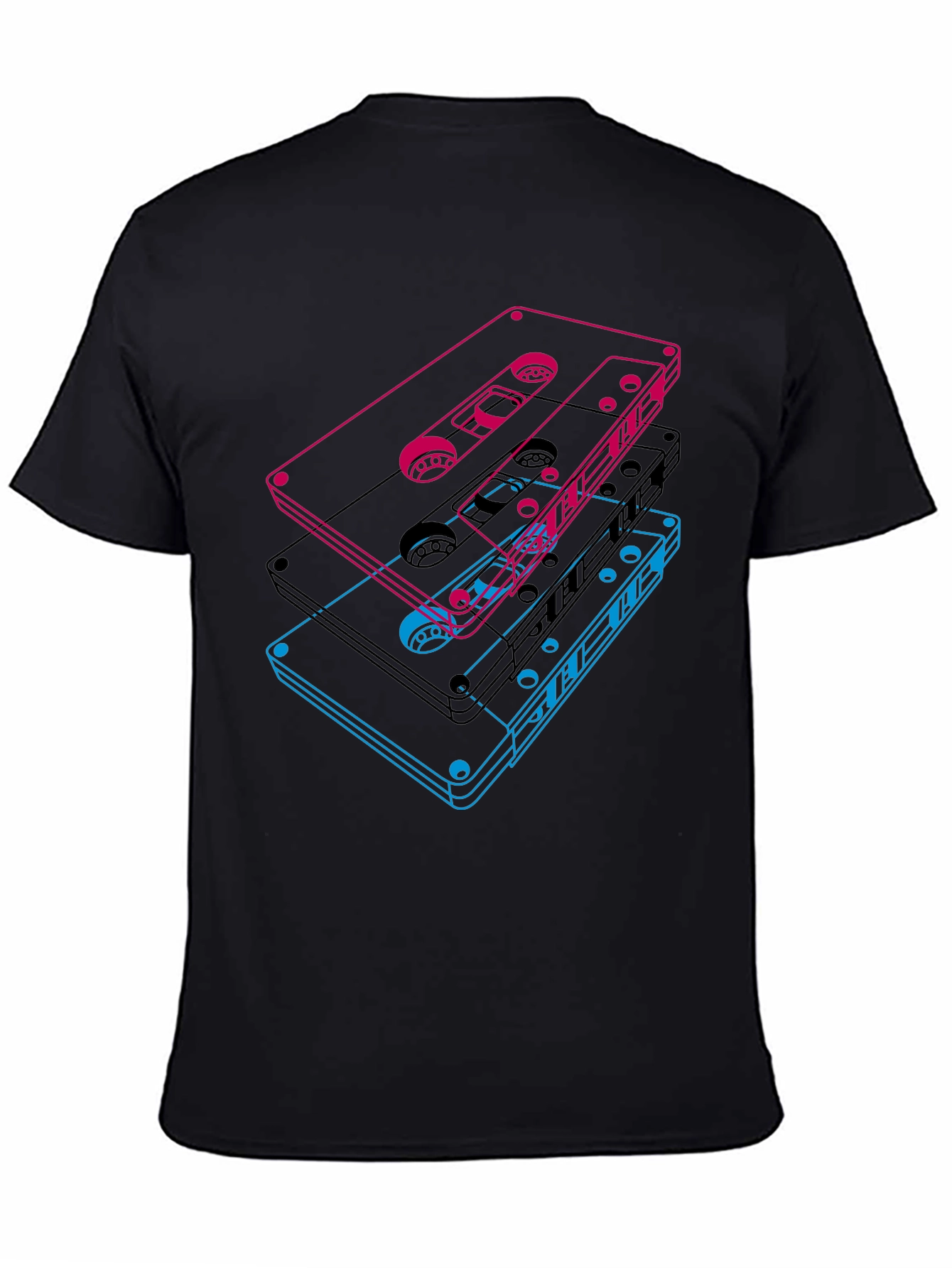 Black Retro Cassette Tape Graphic T-Shirt view 4