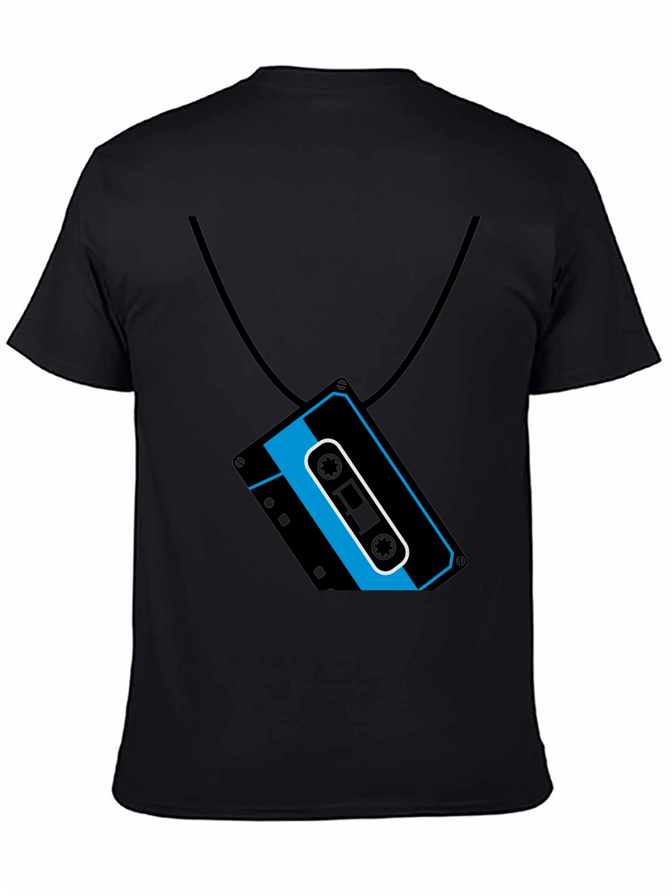 Black Retro Cassette Tape Necklace Graphic T-Shirt view 4
