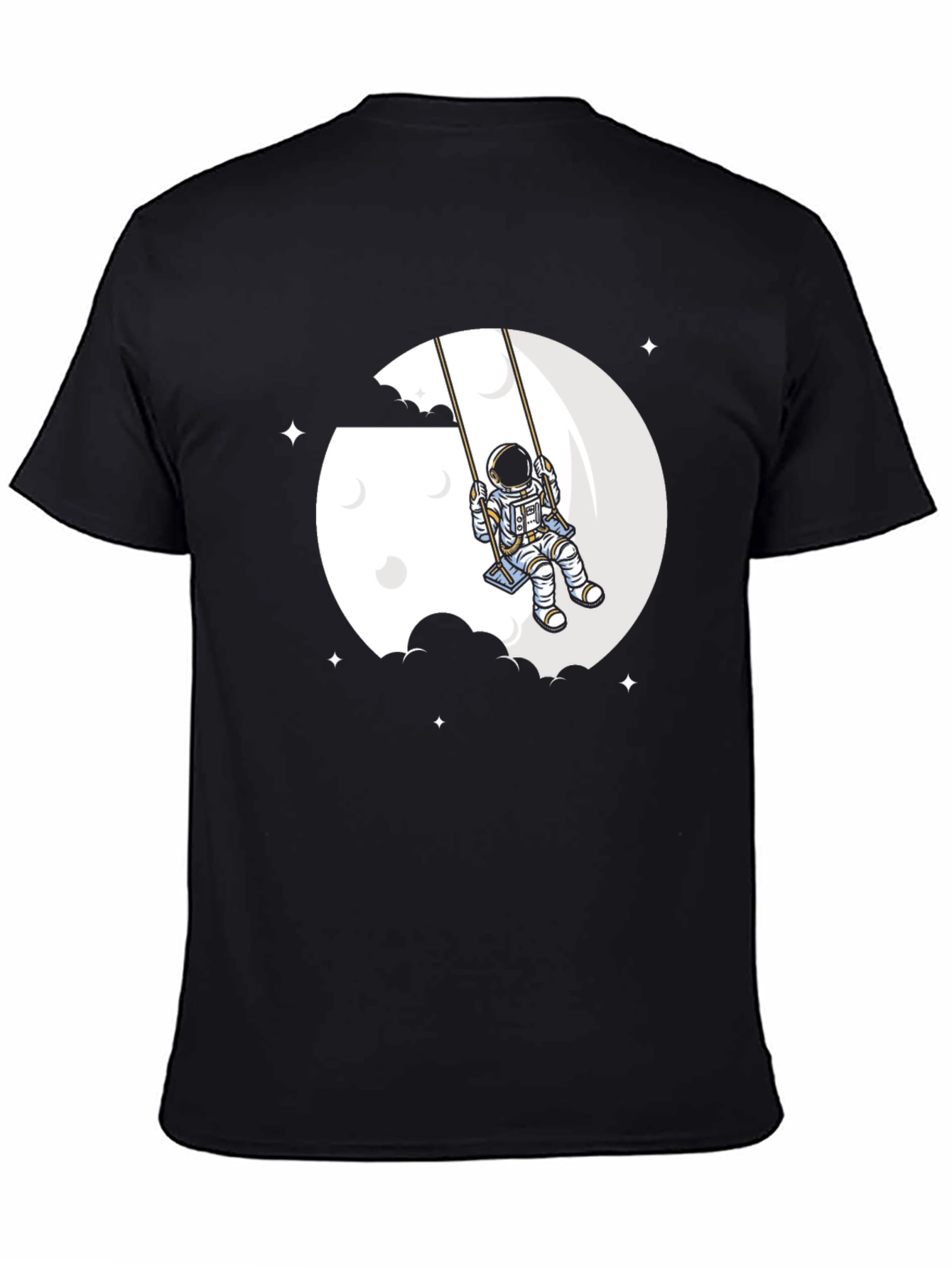 Black Astronaut Moon Swing Graphic T-Shirt - Unique Space Design view 4