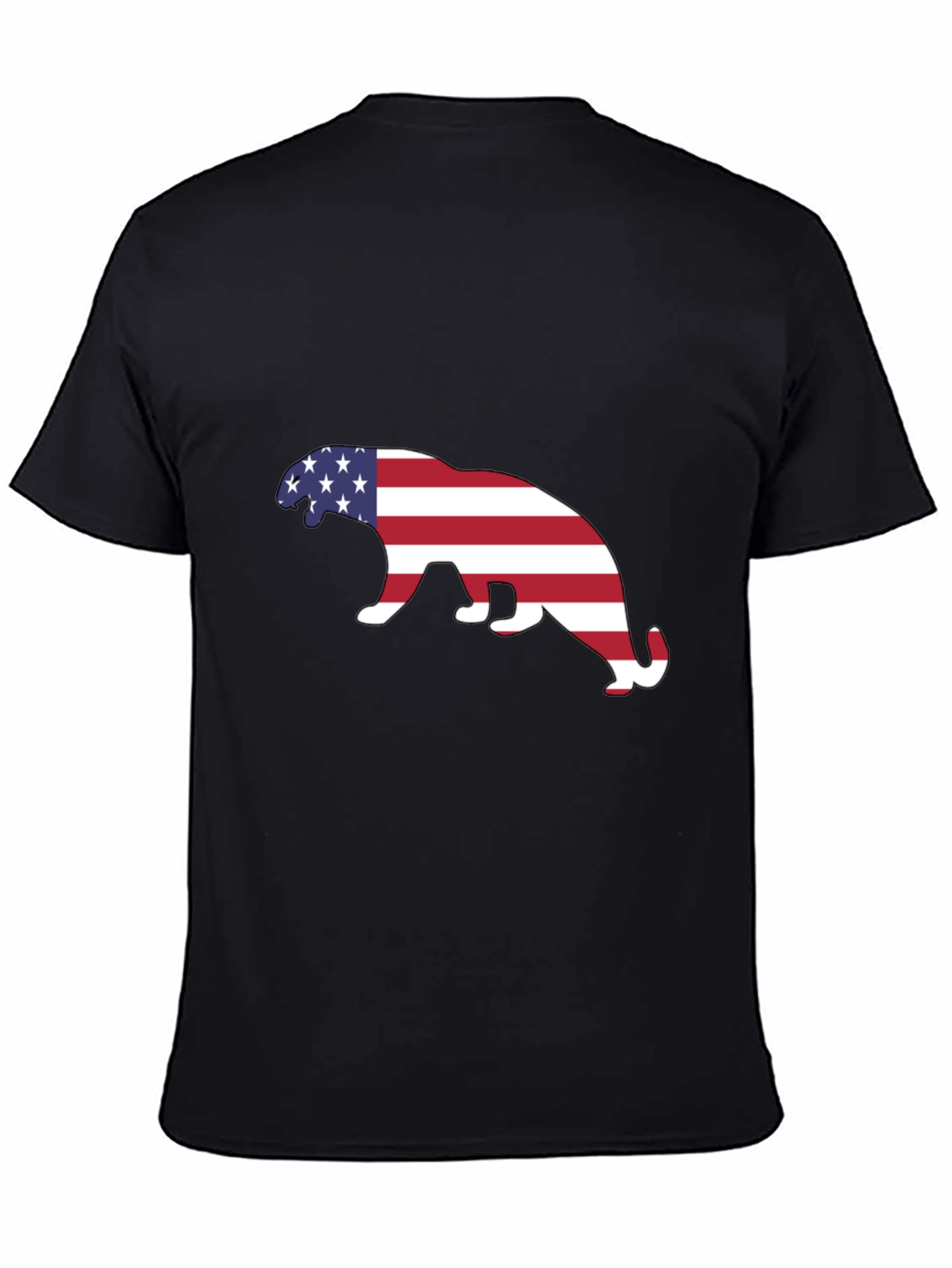 Black American Flag Panther Graphic Tee - Black view 4